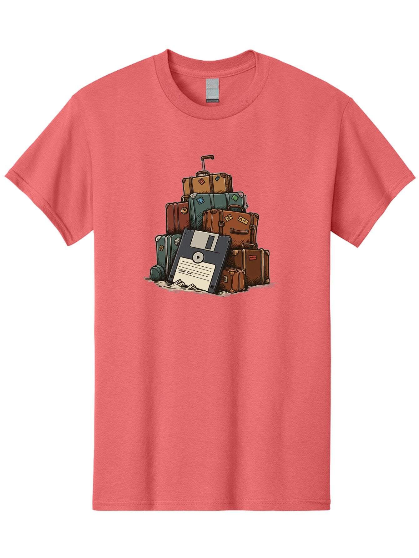 Floppy-Disk-Luggage Men'S Graphic Tee, 100% Cotton, Comfortable Casual Summer Wear, Machine Washable, Vintage Camera, Old Camera, Antique Camera, Black Camera, Classic Photography, Photography Equipment, Nostalgic Device, Film Camera, Bao422