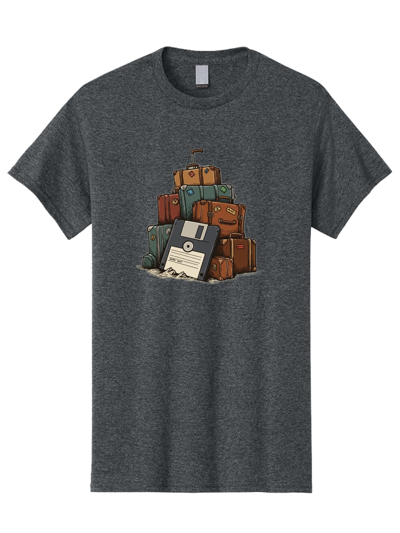 Floppy-Disk-Luggage Men'S Graphic Tee, 100% Cotton, Comfortable Casual Summer Wear, Machine Washable, Vintage Camera, Old Camera, Antique Camera, Black Camera, Classic Photography, Photography Equipment, Nostalgic Device, Film Camera, Bao422 9