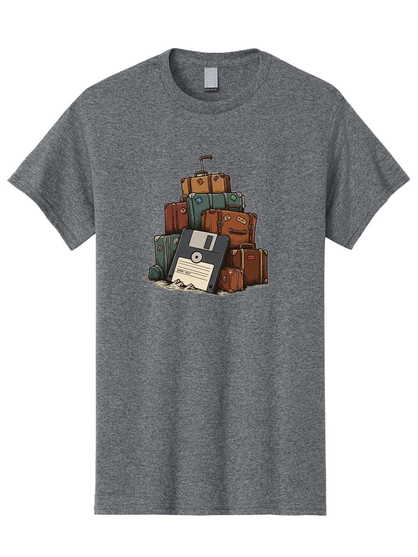 Floppy-Disk-Luggage Men'S Graphic Tee, 100% Cotton, Comfortable Casual Summer Wear, Machine Washable, Vintage Camera, Old Camera, Antique Camera, Black Camera, Classic Photography, Photography Equipment, Nostalgic Device, Film Camera, Bao422 15