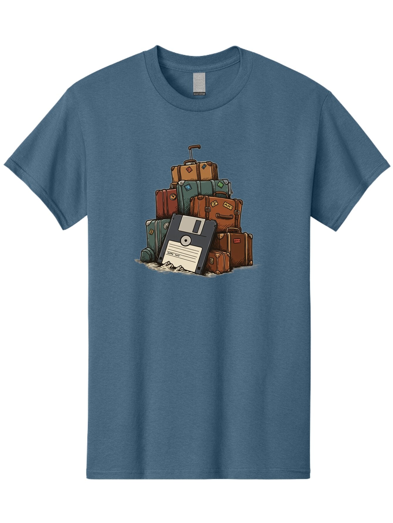Floppy-Disk-Luggage Men'S Graphic Tee, 100% Cotton, Comfortable Casual Summer Wear, Machine Washable, Vintage Camera, Old Camera, Antique Camera, Black Camera, Classic Photography, Photography Equipment, Nostalgic Device, Film Camera, Bao422 3