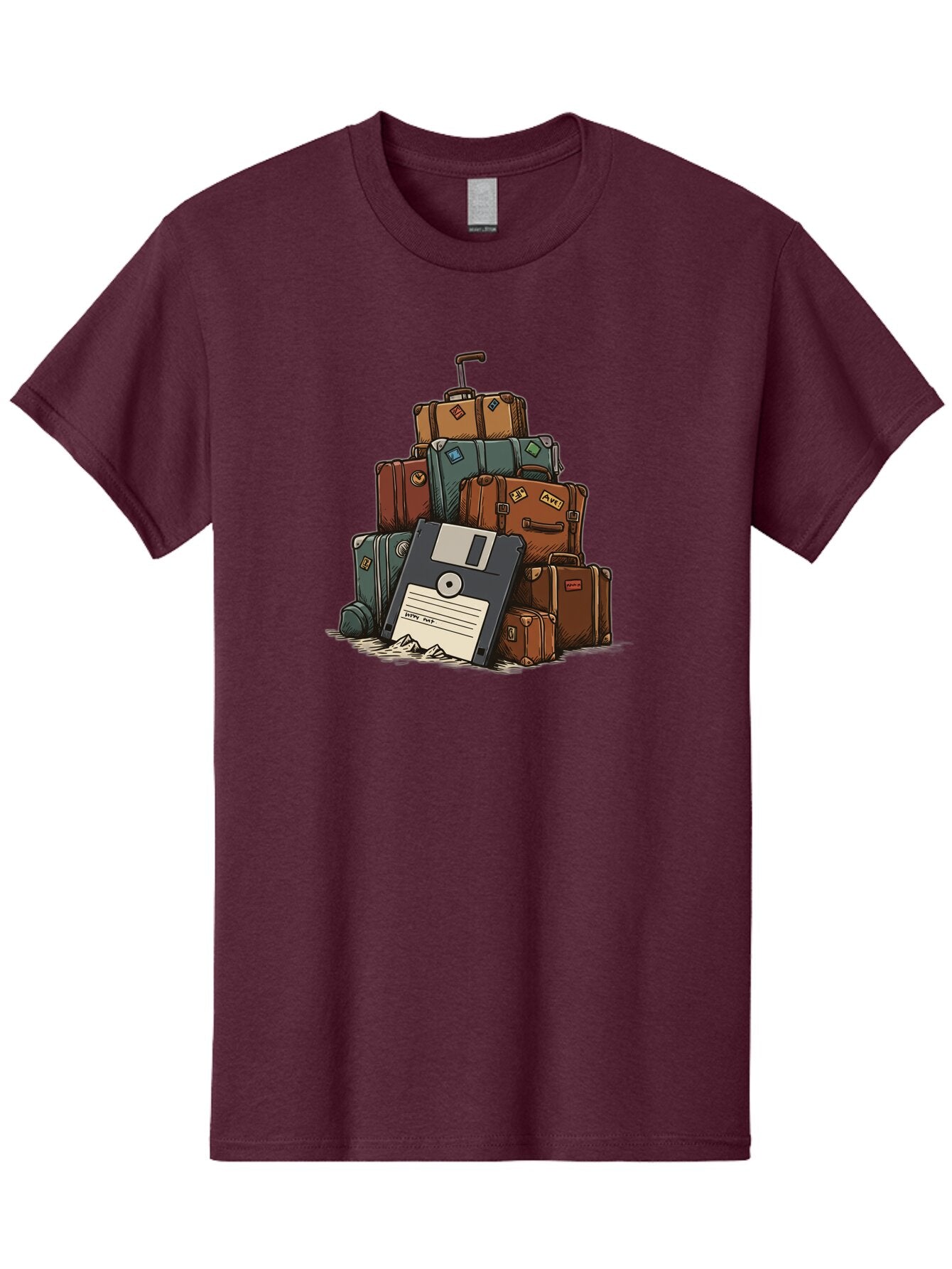 Floppy-Disk-Luggage Men'S Graphic Tee, 100% Cotton, Comfortable Casual Summer Wear, Machine Washable, Vintage Camera, Old Camera, Antique Camera, Black Camera, Classic Photography, Photography Equipment, Nostalgic Device, Film Camera, Bao422 12