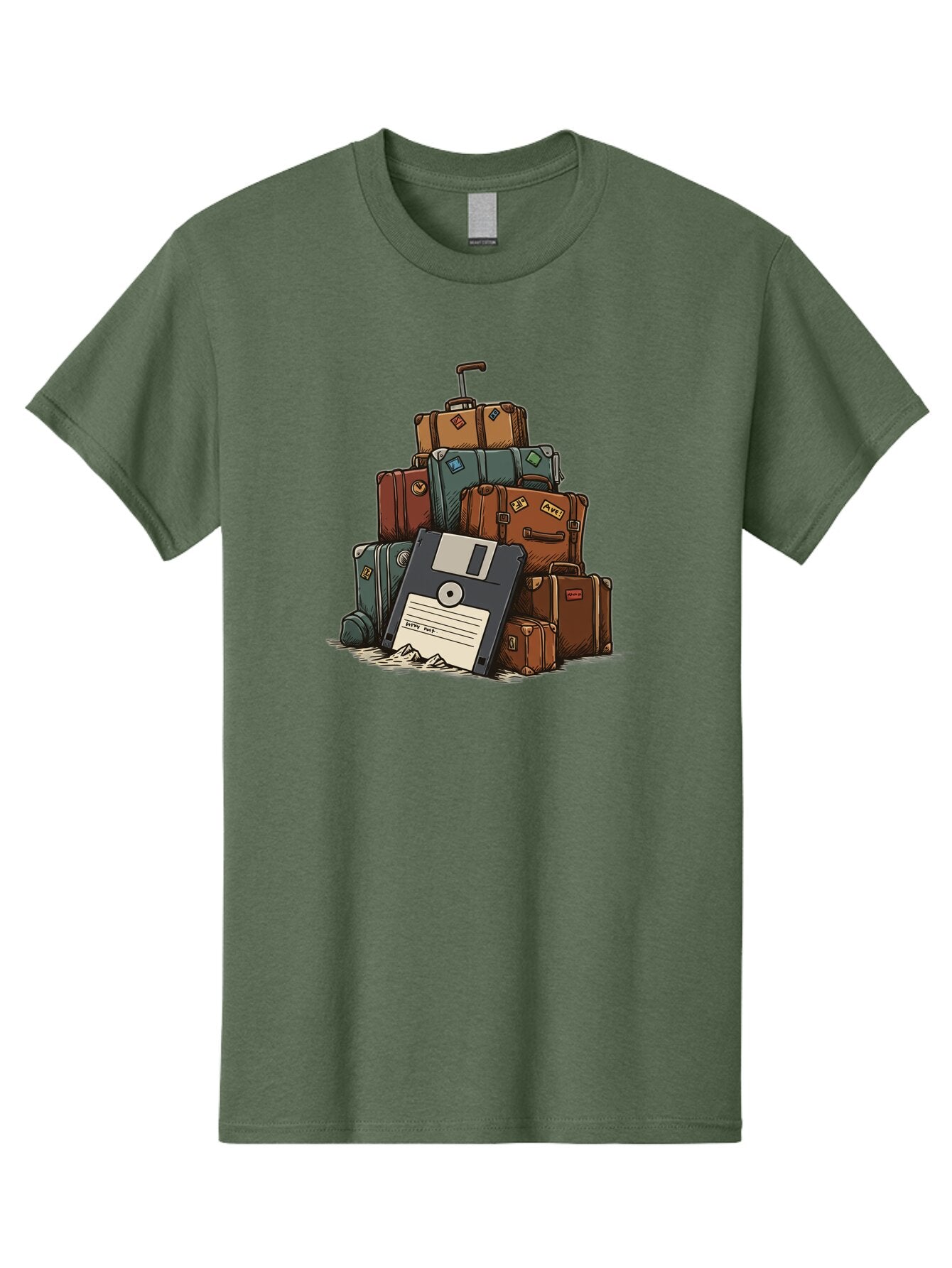 Floppy-Disk-Luggage Men'S Graphic Tee, 100% Cotton, Comfortable Casual Summer Wear, Machine Washable, Vintage Camera, Old Camera, Antique Camera, Black Camera, Classic Photography, Photography Equipment, Nostalgic Device, Film Camera, Bao422 7
