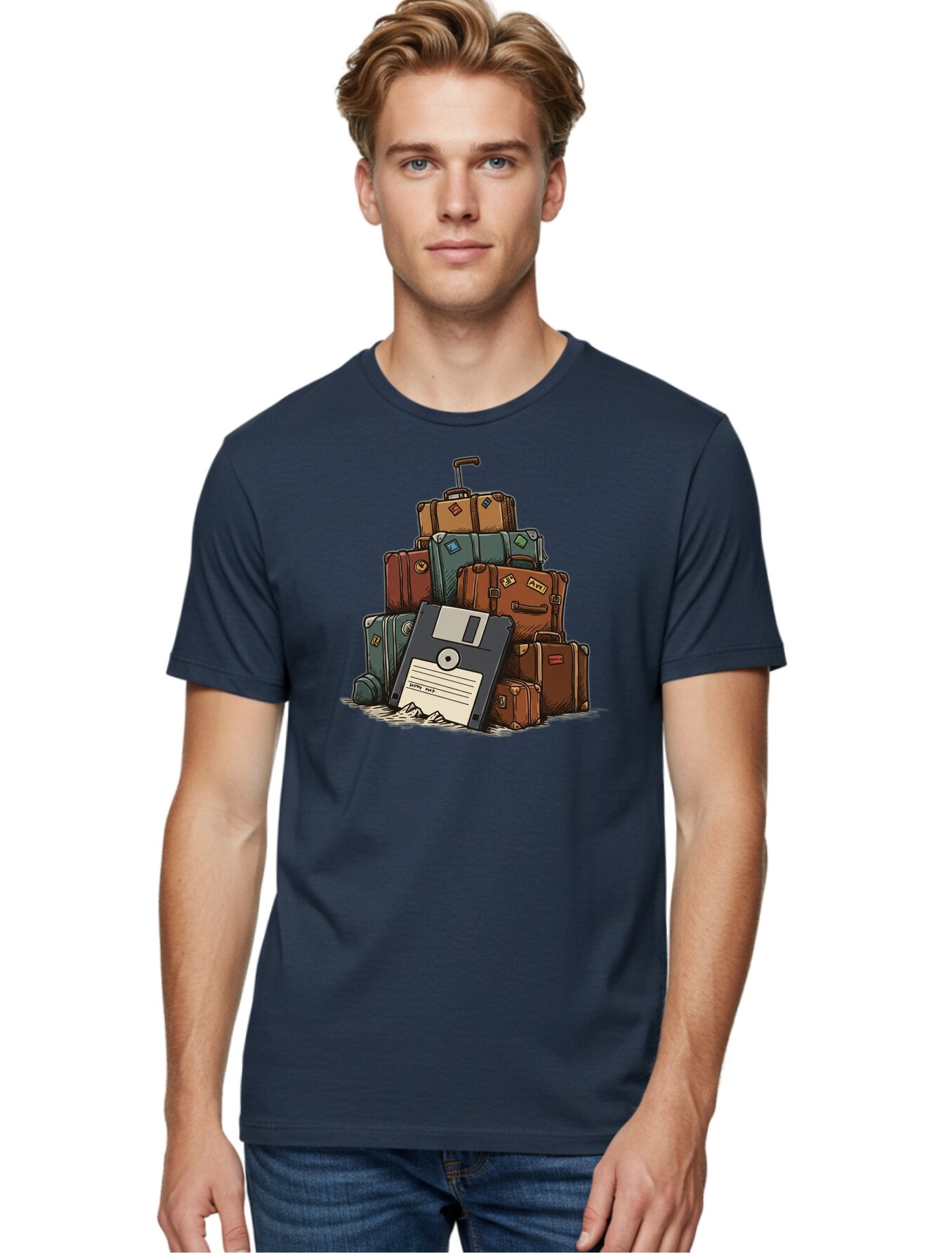 Floppy-Disk-Luggage Men'S Graphic Tee, 100% Cotton, Comfortable Casual Summer Wear, Machine Washable, Vintage Camera, Old Camera, Antique Camera, Black Camera, Classic Photography, Photography Equipment, Nostalgic Device, Film Camera, Bao422 27