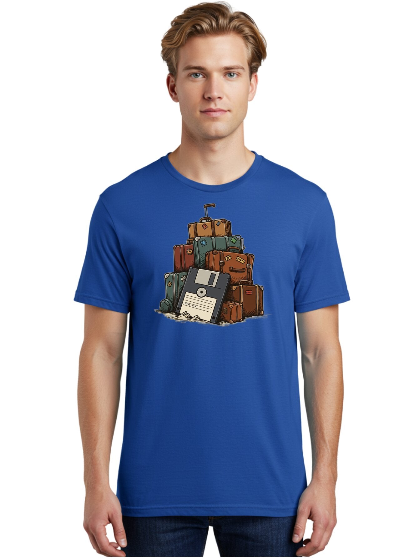 Floppy-Disk-Luggage Men'S Graphic Tee, 100% Cotton, Comfortable Casual Summer Wear, Machine Washable, Vintage Camera, Old Camera, Antique Camera, Black Camera, Classic Photography, Photography Equipment, Nostalgic Device, Film Camera, Bao422 18