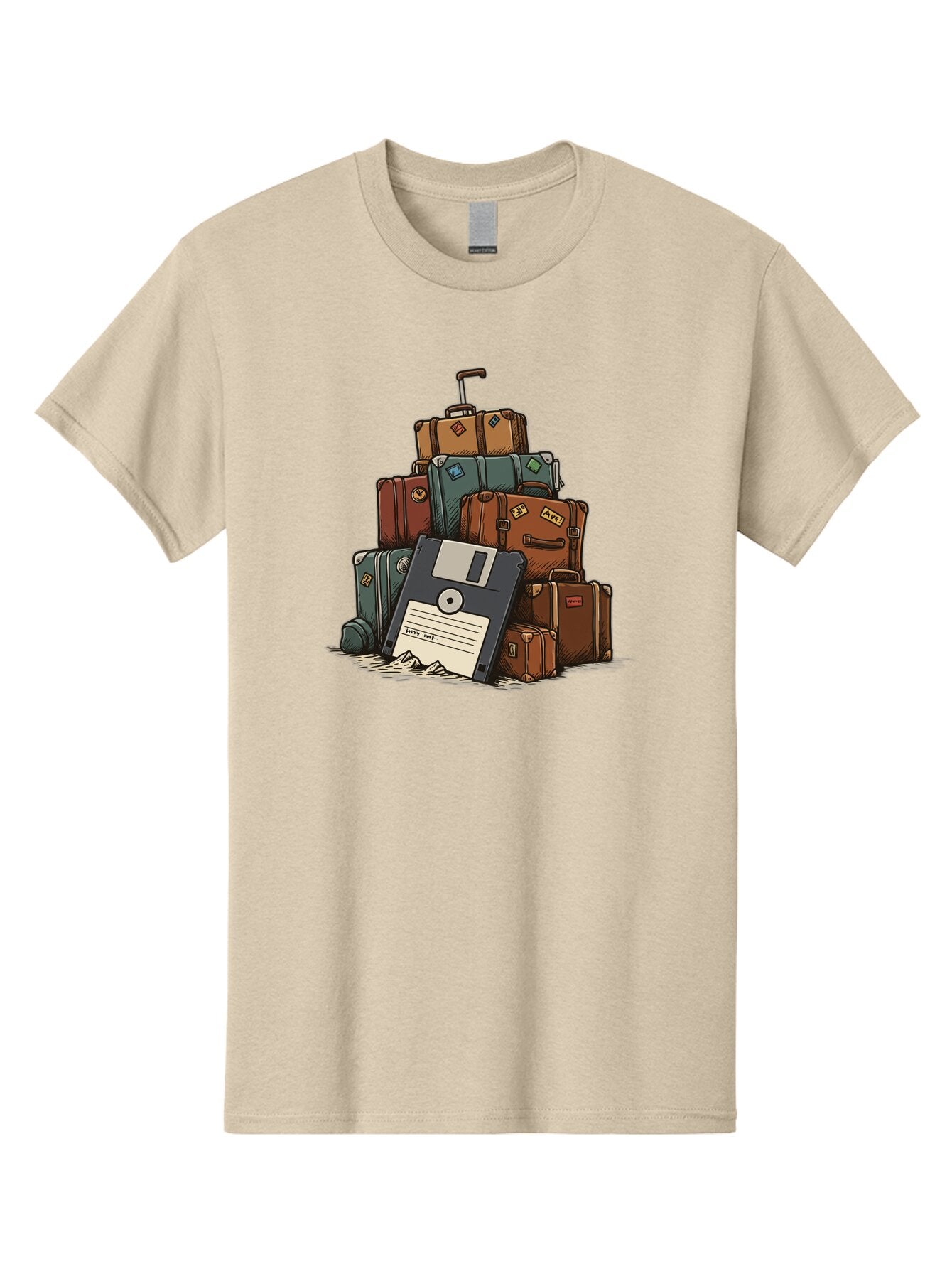 Floppy-Disk-Luggage Men'S Graphic Tee, 100% Cotton, Comfortable Casual Summer Wear, Machine Washable, Vintage Camera, Old Camera, Antique Camera, Black Camera, Classic Photography, Photography Equipment, Nostalgic Device, Film Camera, Bao422 13