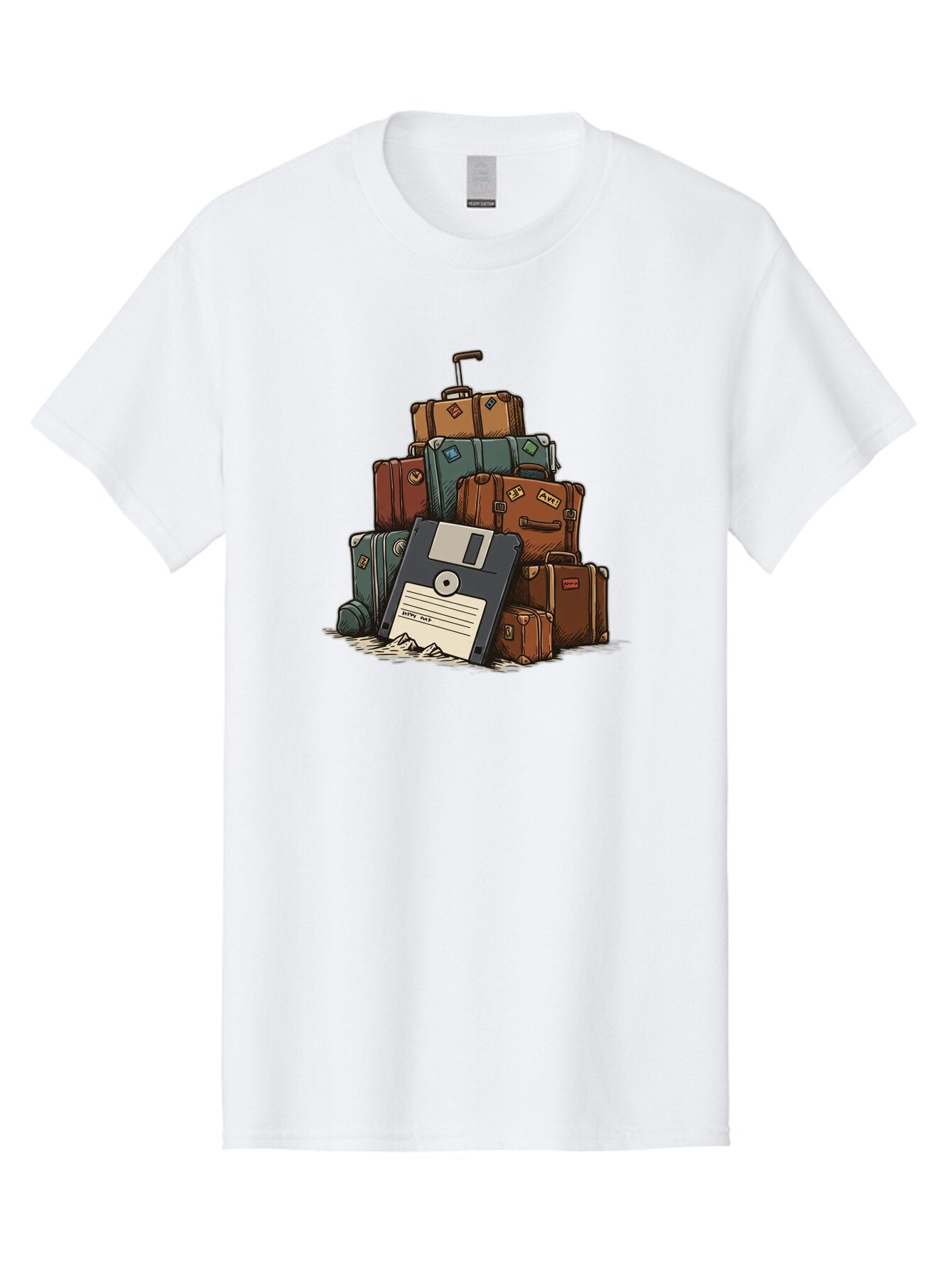 Floppy-Disk-Luggage Men'S Graphic Tee, 100% Cotton, Comfortable Casual Summer Wear, Machine Washable, Vintage Camera, Old Camera, Antique Camera, Black Camera, Classic Photography, Photography Equipment, Nostalgic Device, Film Camera, Bao422 14
