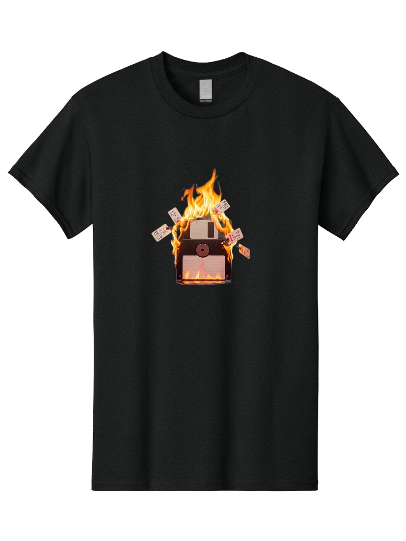 Floppy-Disk-On-Fire Men'S Graphic Tee, 100% Cotton, Comfortable Casual Summer Wear, Machine Washable, Vintage Camera, Old Camera, Antique Camera, Black Camera, Classic Photography, Photography Equipment, Nostalgic Device, Film Camera, Bao424