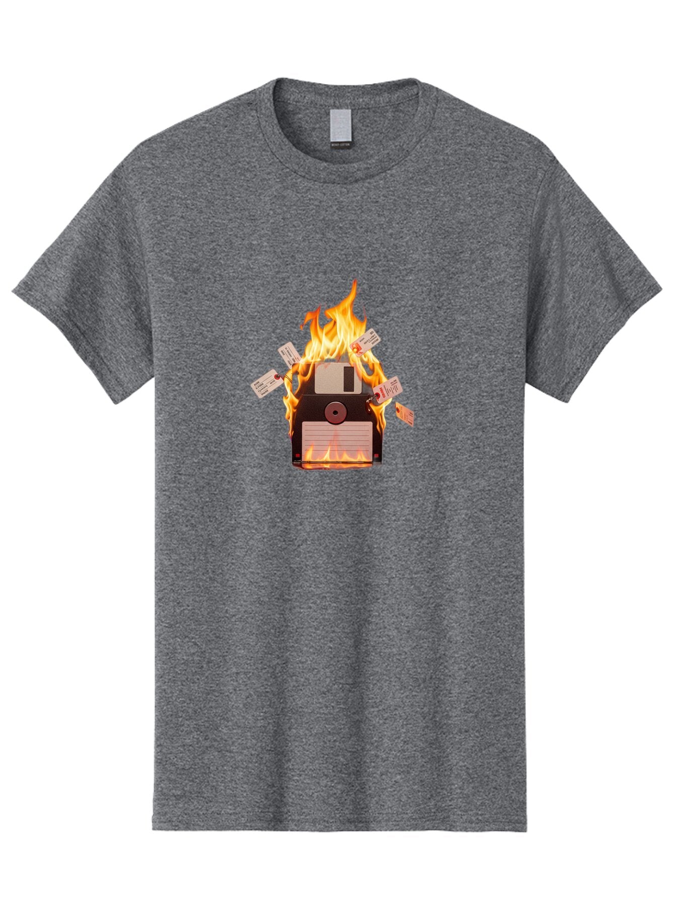 Floppy-Disk-On-Fire Men'S Graphic Tee, 100% Cotton, Comfortable Casual Summer Wear, Machine Washable, Vintage Camera, Old Camera, Antique Camera, Black Camera, Classic Photography, Photography Equipment, Nostalgic Device, Film Camera, Bao424 3