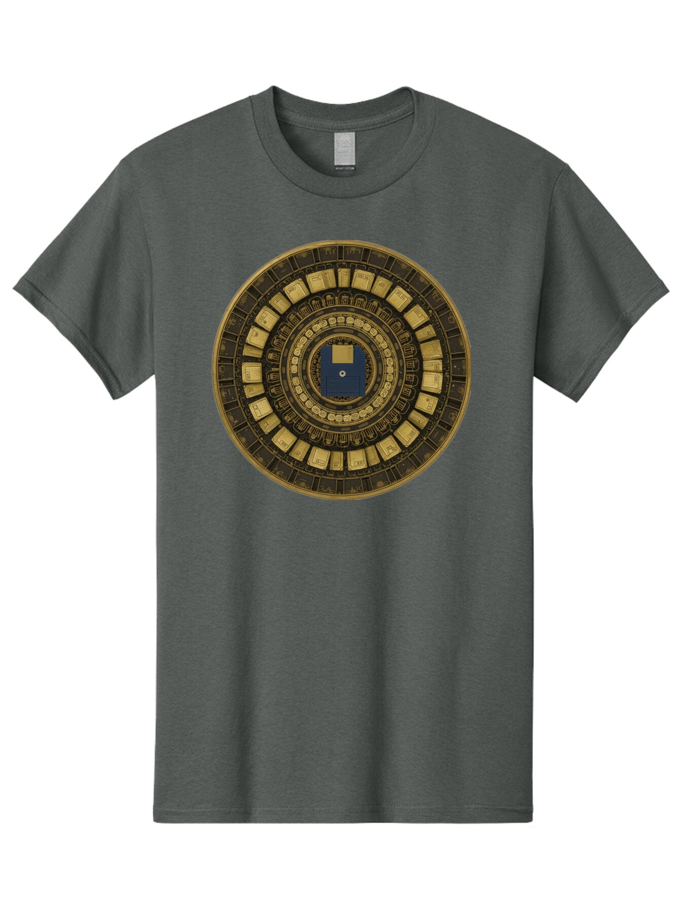 Floppy-Disk-Spiral Men'S Graphic Tee, 100% Cotton, Comfortable Casual Summer Wear, Machine Washable, Vintage Camera, Old Camera, Antique Camera, Black Camera, Classic Photography, Photography Equipment, Nostalgic Device, Film Camera, Bao425 5