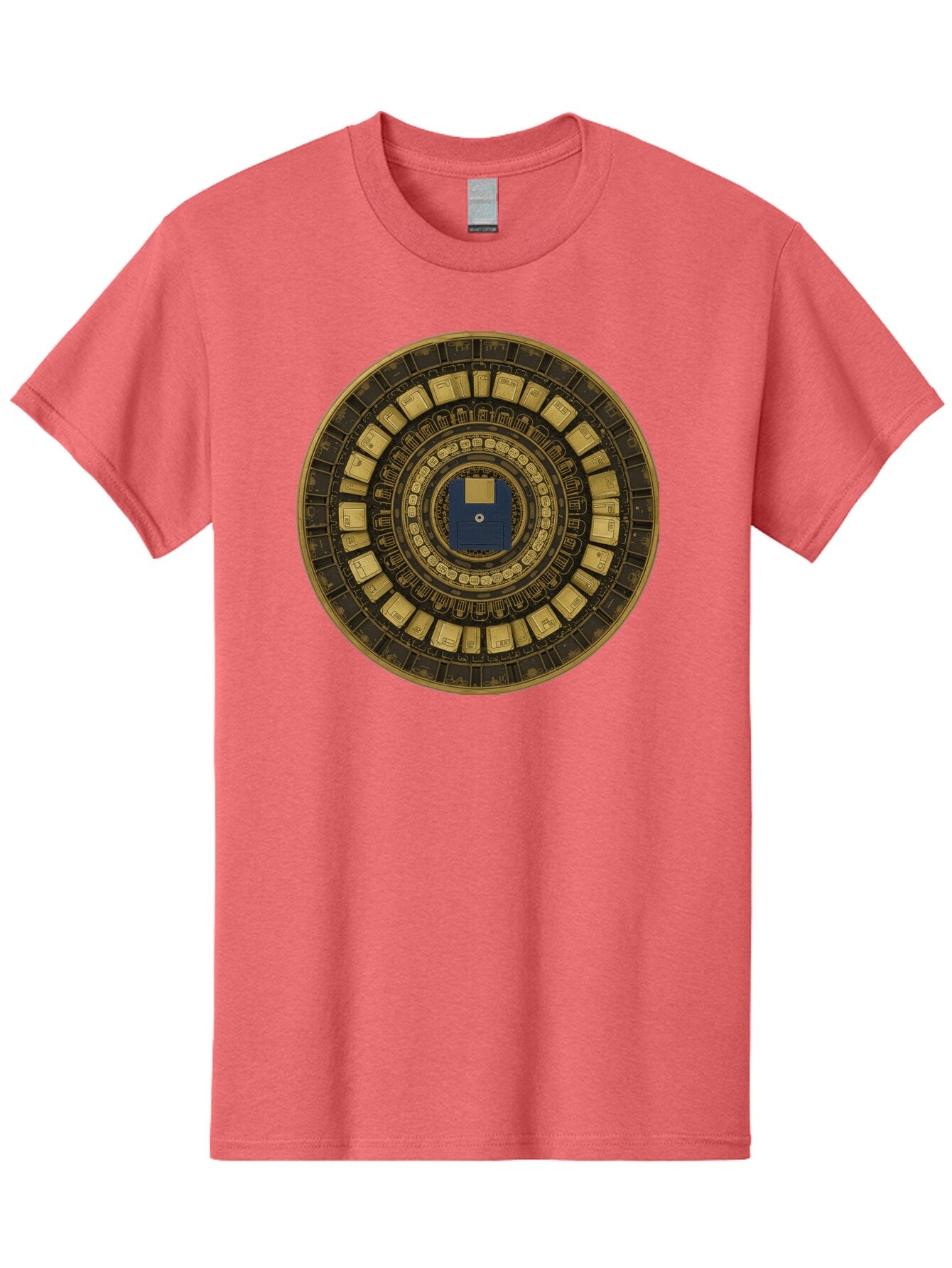 Floppy-Disk-Spiral Men'S Graphic Tee, 100% Cotton, Comfortable Casual Summer Wear, Machine Washable, Vintage Camera, Old Camera, Antique Camera, Black Camera, Classic Photography, Photography Equipment, Nostalgic Device, Film Camera, Bao425 3