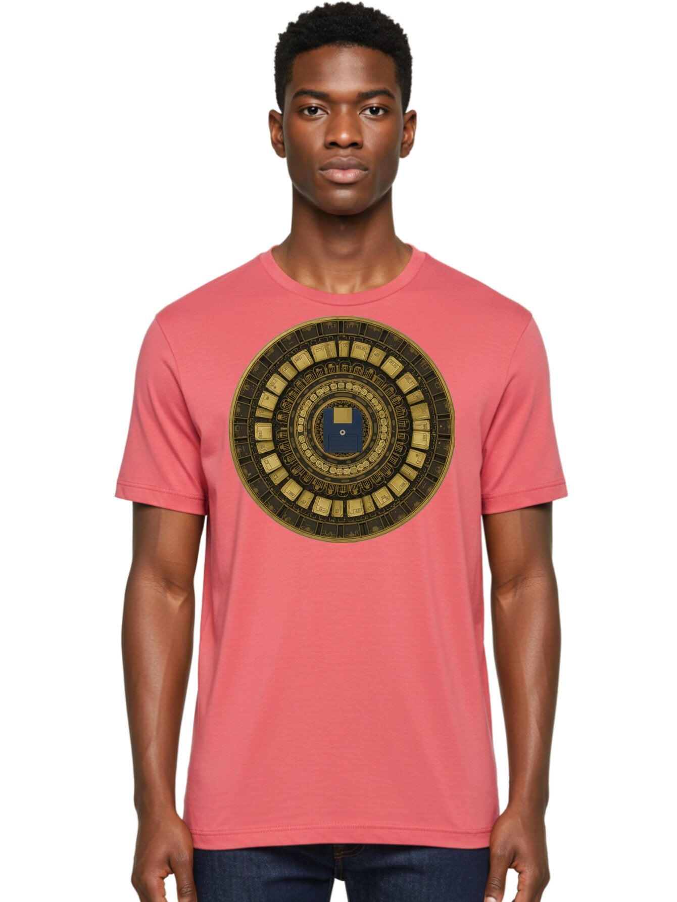 Floppy-Disk-Spiral Men'S Graphic Tee, 100% Cotton, Comfortable Casual Summer Wear, Machine Washable, Vintage Camera, Old Camera, Antique Camera, Black Camera, Classic Photography, Photography Equipment, Nostalgic Device, Film Camera, Bao425 22