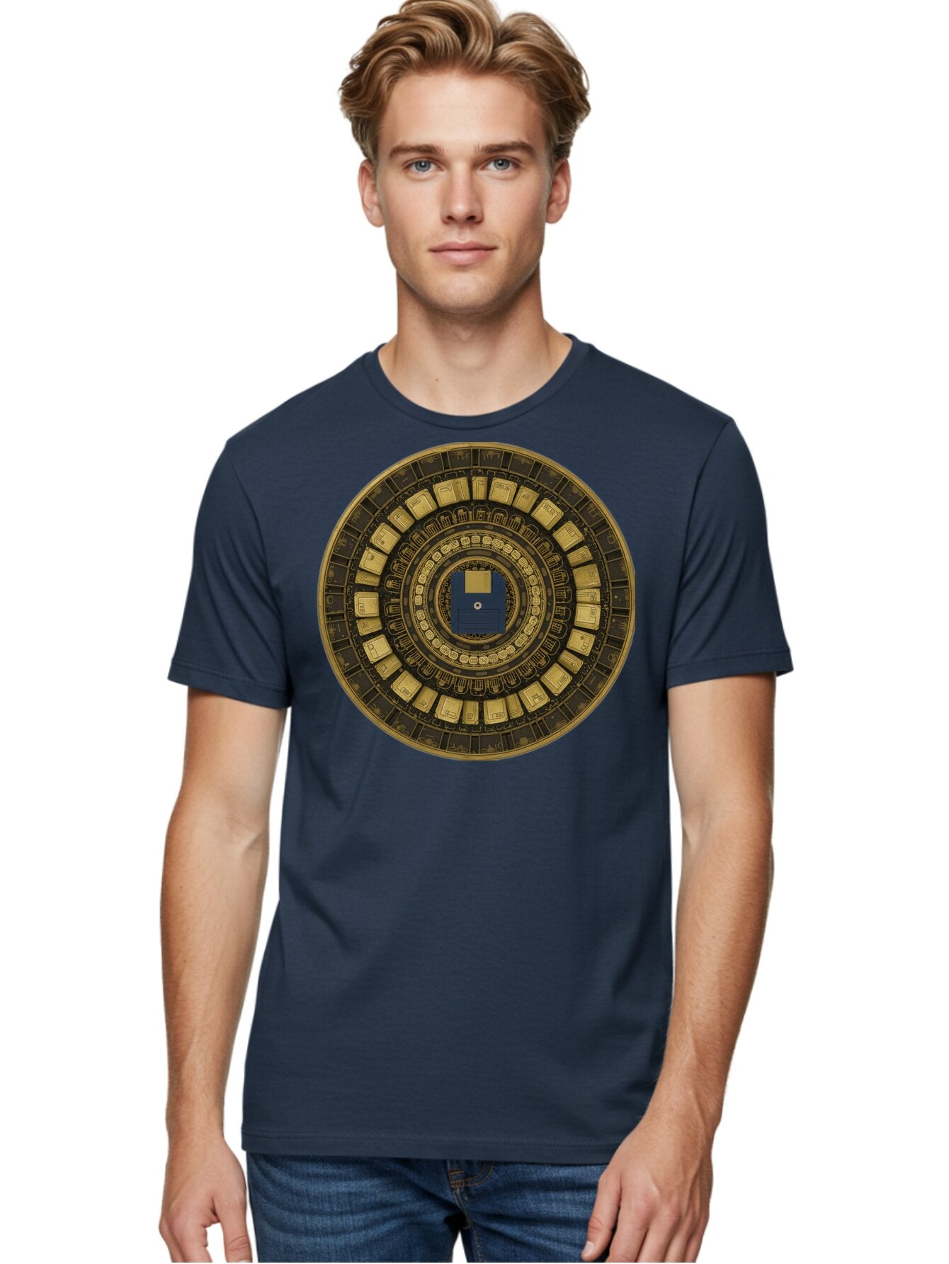Floppy-Disk-Spiral Men'S Graphic Tee, 100% Cotton, Comfortable Casual Summer Wear, Machine Washable, Vintage Camera, Old Camera, Antique Camera, Black Camera, Classic Photography, Photography Equipment, Nostalgic Device, Film Camera, Bao425 18