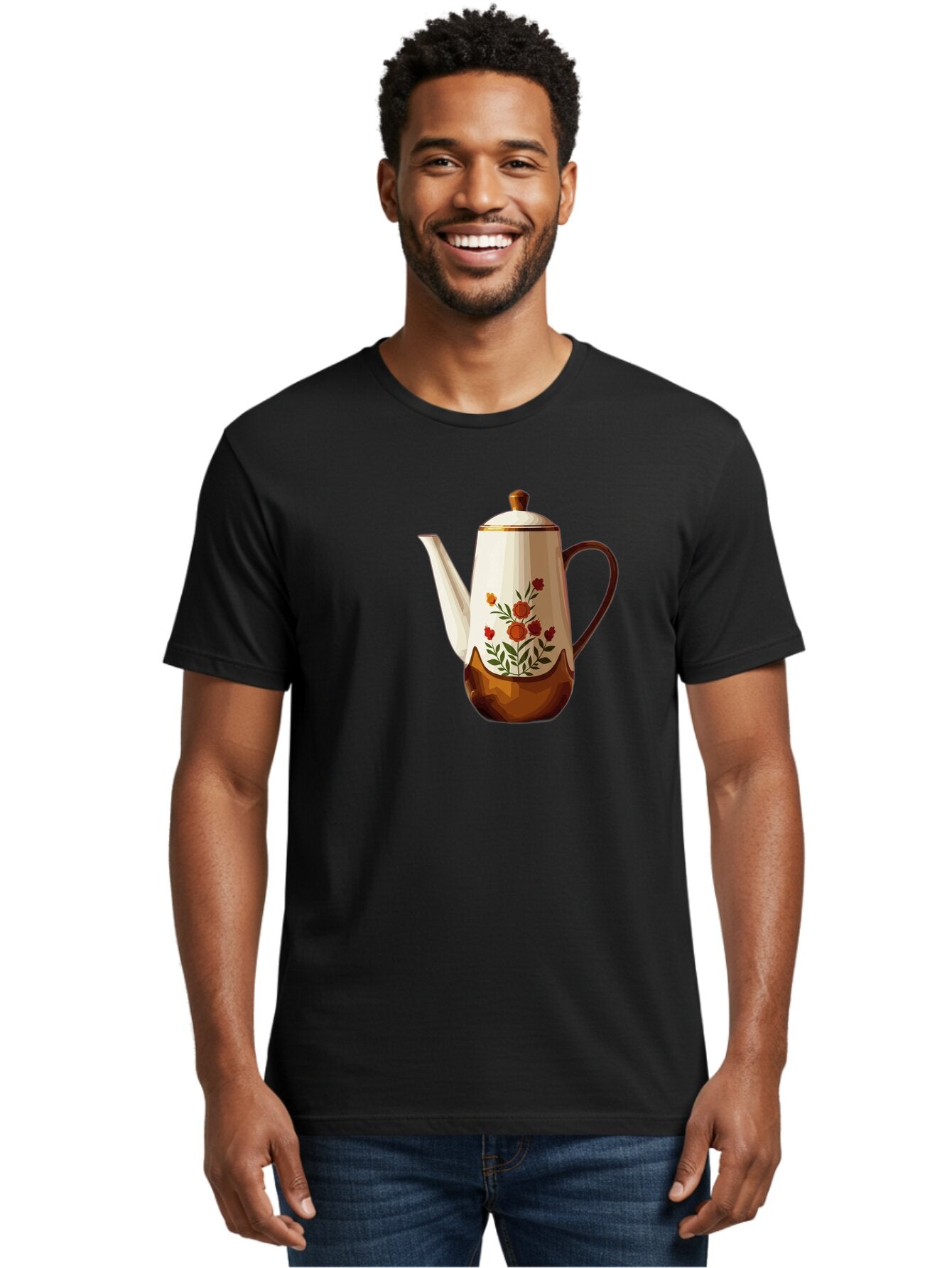 Floral-Coffee-Pot Men'S Graphic Tee, 100% Cotton, Comfortable Casual Summer Wear, Machine Washable, Vintage Camera, Old Camera, Antique Camera, Black Camera, Classic Photography, Photography Equipment, Nostalgic Device, Film Camera, Camera Art Bao428 27