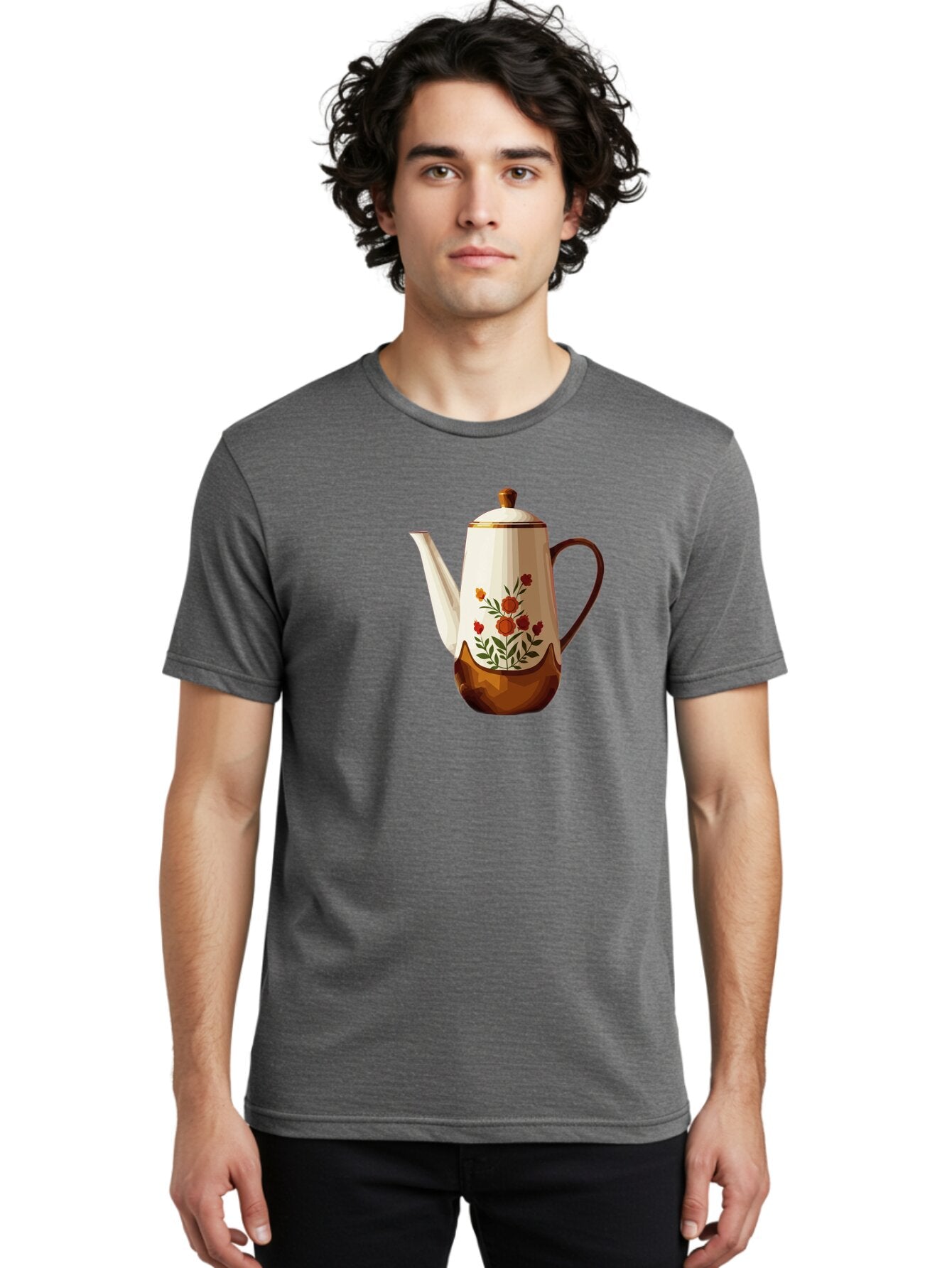 Floral-Coffee-Pot Men'S Graphic Tee, 100% Cotton, Comfortable Casual Summer Wear, Machine Washable, Vintage Camera, Old Camera, Antique Camera, Black Camera, Classic Photography, Photography Equipment, Nostalgic Device, Film Camera, Camera Art Bao428 24