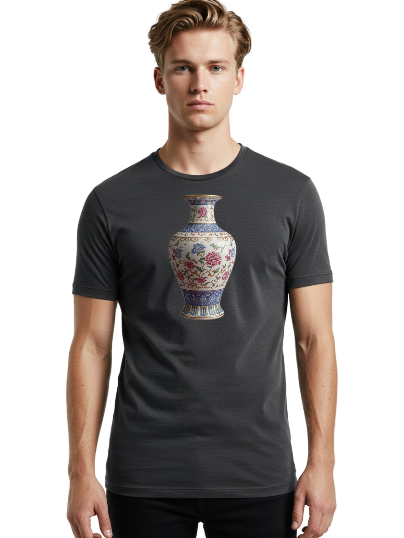 Floral-Vase Men'S Graphic Tee, 100% Cotton, Comfortable Casual Summer Wear, Machine Washable, Vintage Camera, Old Camera, Antique Camera, Black Camera, Classic Photography, Photography Equipment, Nostalgic Device, Film Camera, Camera Art Bao430 20