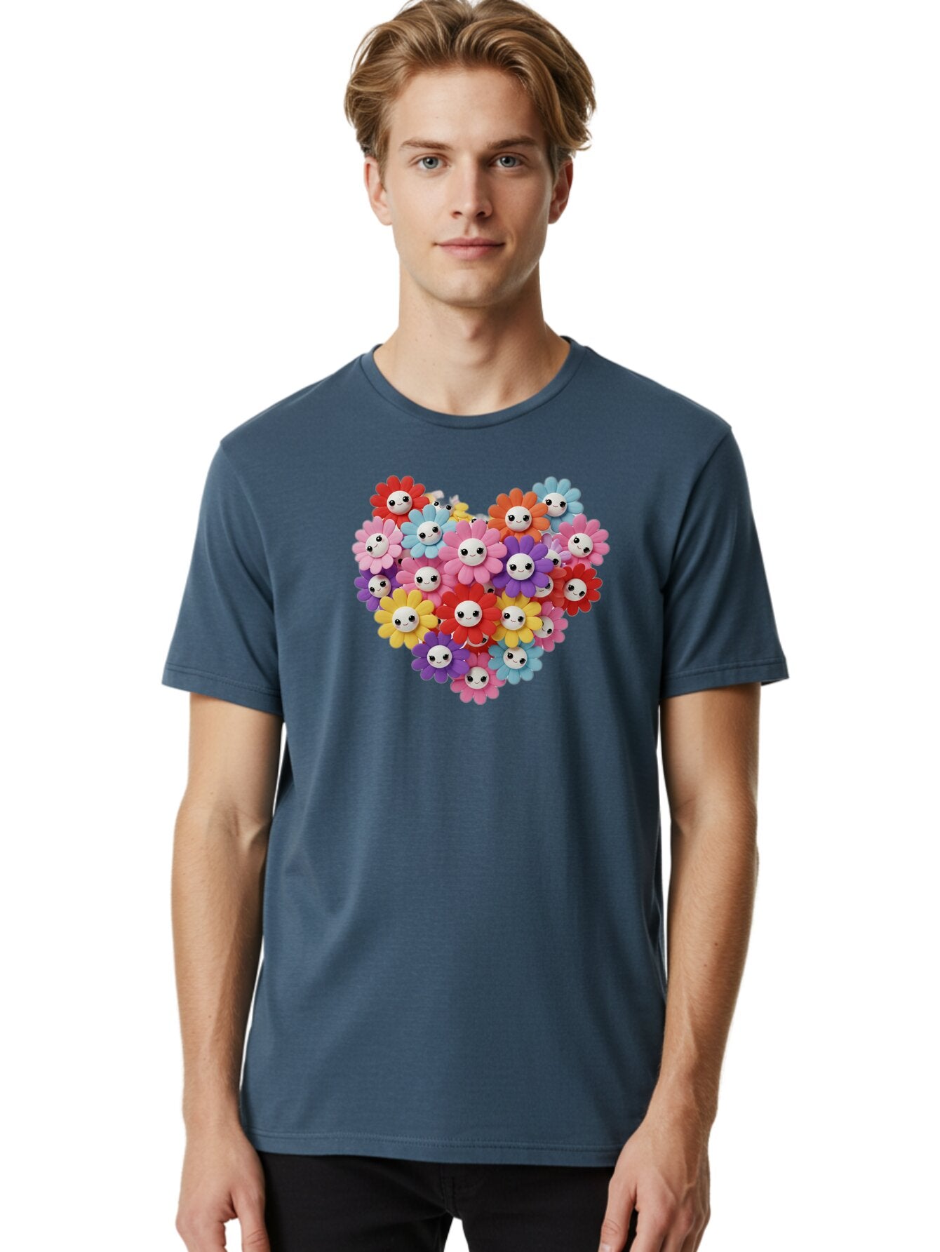 Flower-Faces-Heart Men'S Graphic Tee, 100% Cotton, Comfortable Casual Summer Wear, Machine Washable, Vintage Camera, Old Camera, Antique Camera, Black Camera, Classic Photography, Photography Equipment, Nostalgic Device, Film Camera, Bao432 27