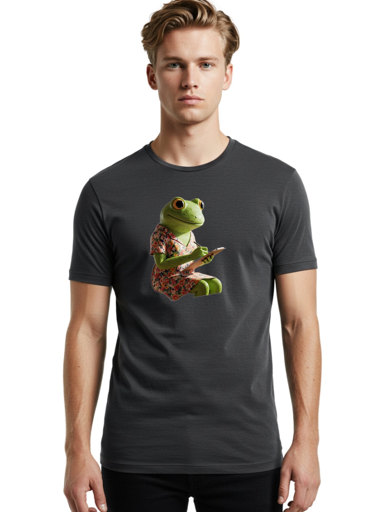 Frog-In-Floral-Dress Men'S Graphic Tee, 100% Cotton, Comfortable Casual Summer Wear, Machine Washable, Vintage Camera, Old Camera, Antique Camera, Black Camera, Classic Photography, Photography Equipment, Nostalgic Device, Film Camera, Bao440 26