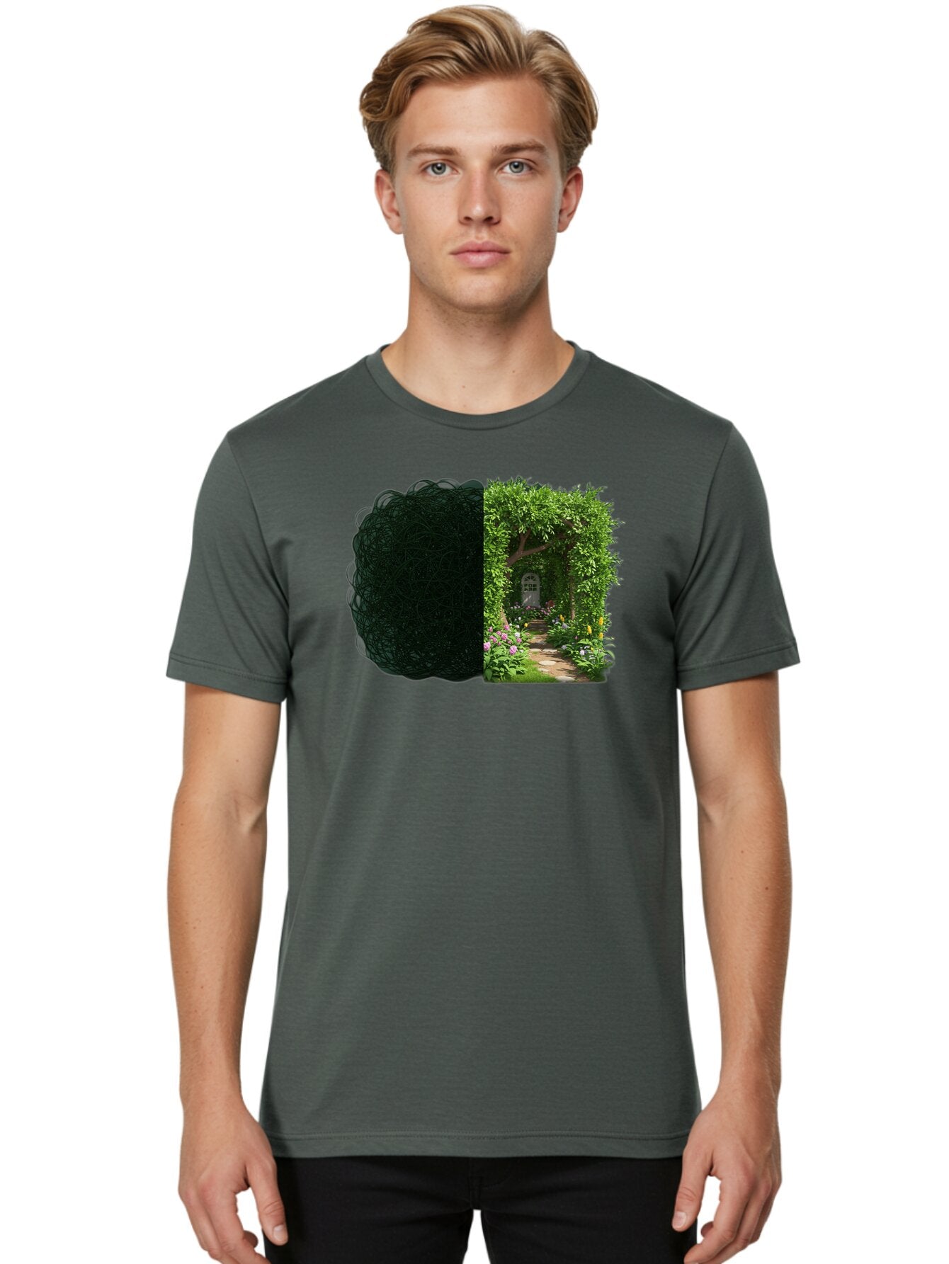 Garden-Pathway Men'S Graphic Tee, 100% Cotton, Comfortable Casual Summer Wear, Machine Washable, Vintage Camera, Old Camera, Antique Camera, Black Camera, Classic Photography, Photography Equipment, Nostalgic Device, Film Camera, Camera Art Bao467 24
