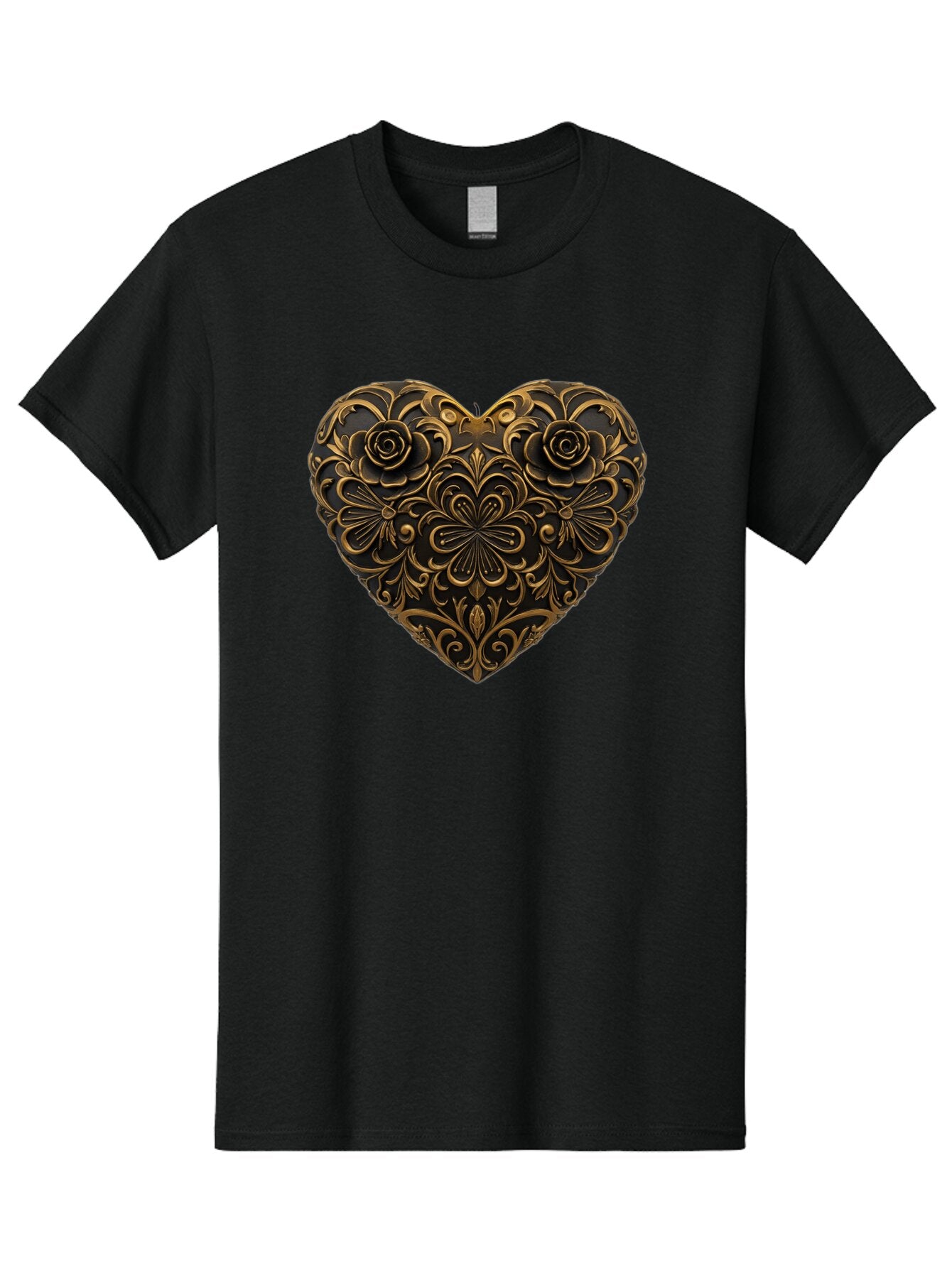 Gold-Floral-Heart Men'S Graphic Tee, 100% Cotton, Comfortable Casual Summer Wear, Machine Washable, Vintage Camera, Old Camera, Antique Camera, Black Camera, Classic Photography, Photography Equipment, Nostalgic Device, Film Camera, Camera Art Bao495 7