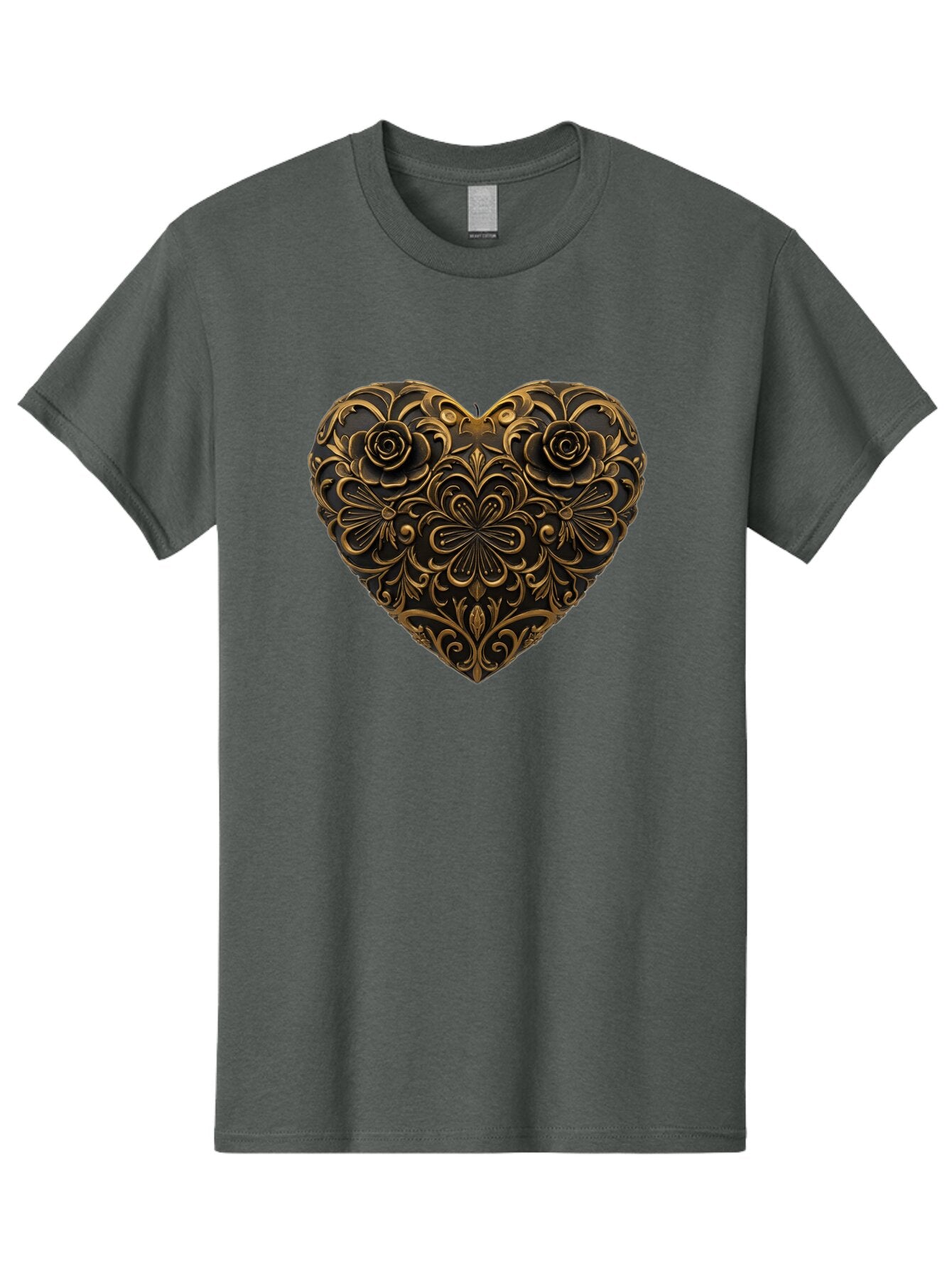 Gold-Floral-Heart Men'S Graphic Tee, 100% Cotton, Comfortable Casual Summer Wear, Machine Washable, Vintage Camera, Old Camera, Antique Camera, Black Camera, Classic Photography, Photography Equipment, Nostalgic Device, Film Camera, Camera Art Bao495 5