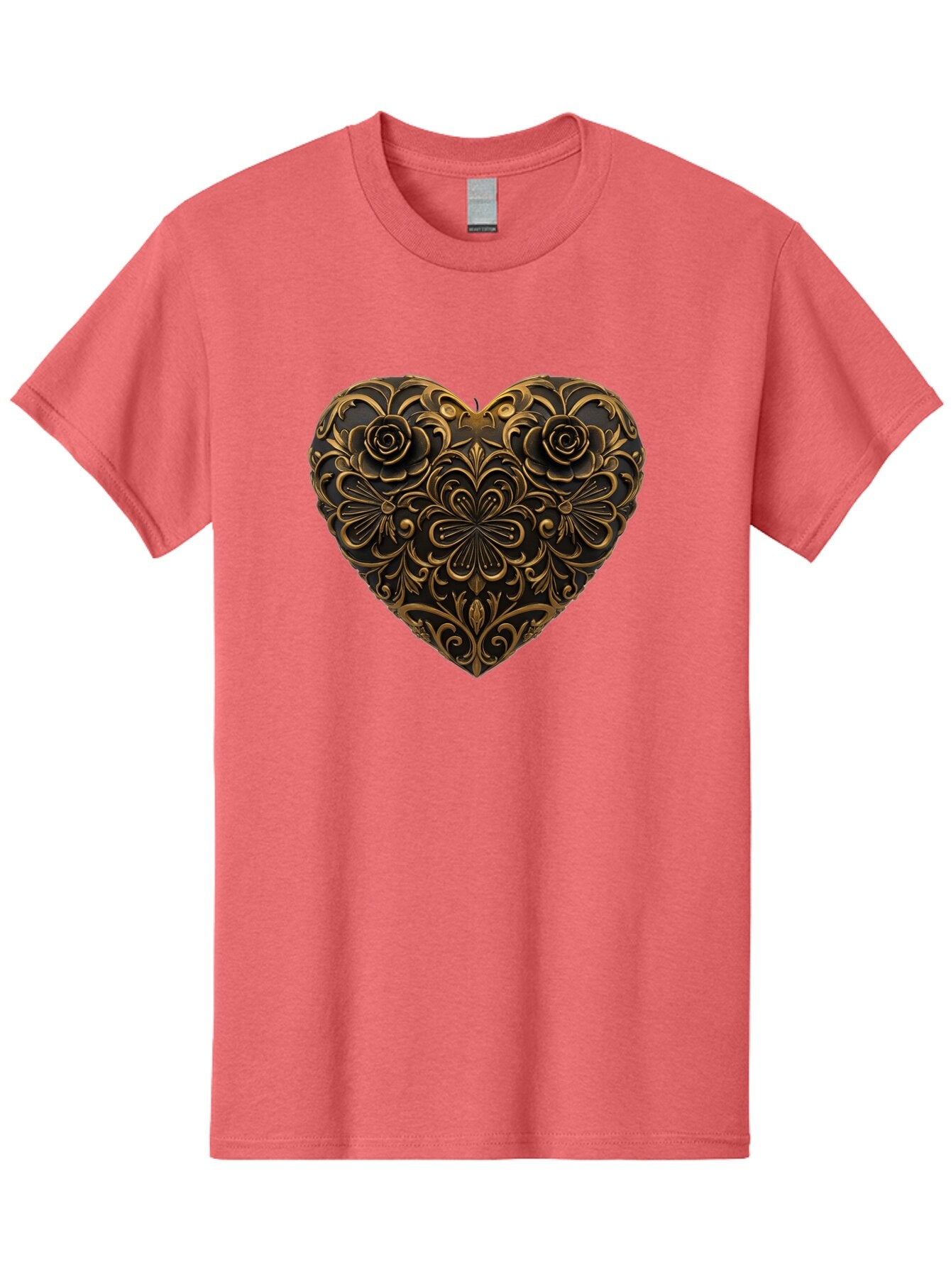 Gold-Floral-Heart Men'S Graphic Tee, 100% Cotton, Comfortable Casual Summer Wear, Machine Washable, Vintage Camera, Old Camera, Antique Camera, Black Camera, Classic Photography, Photography Equipment, Nostalgic Device, Film Camera, Camera Art Bao495 4