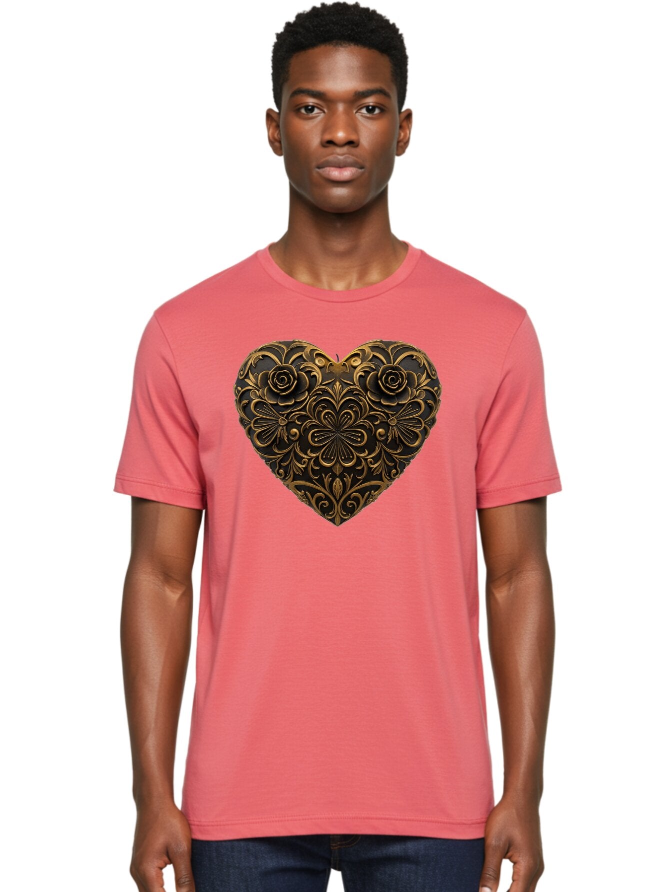 Gold-Floral-Heart Men'S Graphic Tee, 100% Cotton, Comfortable Casual Summer Wear, Machine Washable, Vintage Camera, Old Camera, Antique Camera, Black Camera, Classic Photography, Photography Equipment, Nostalgic Device, Film Camera, Camera Art Bao495 18