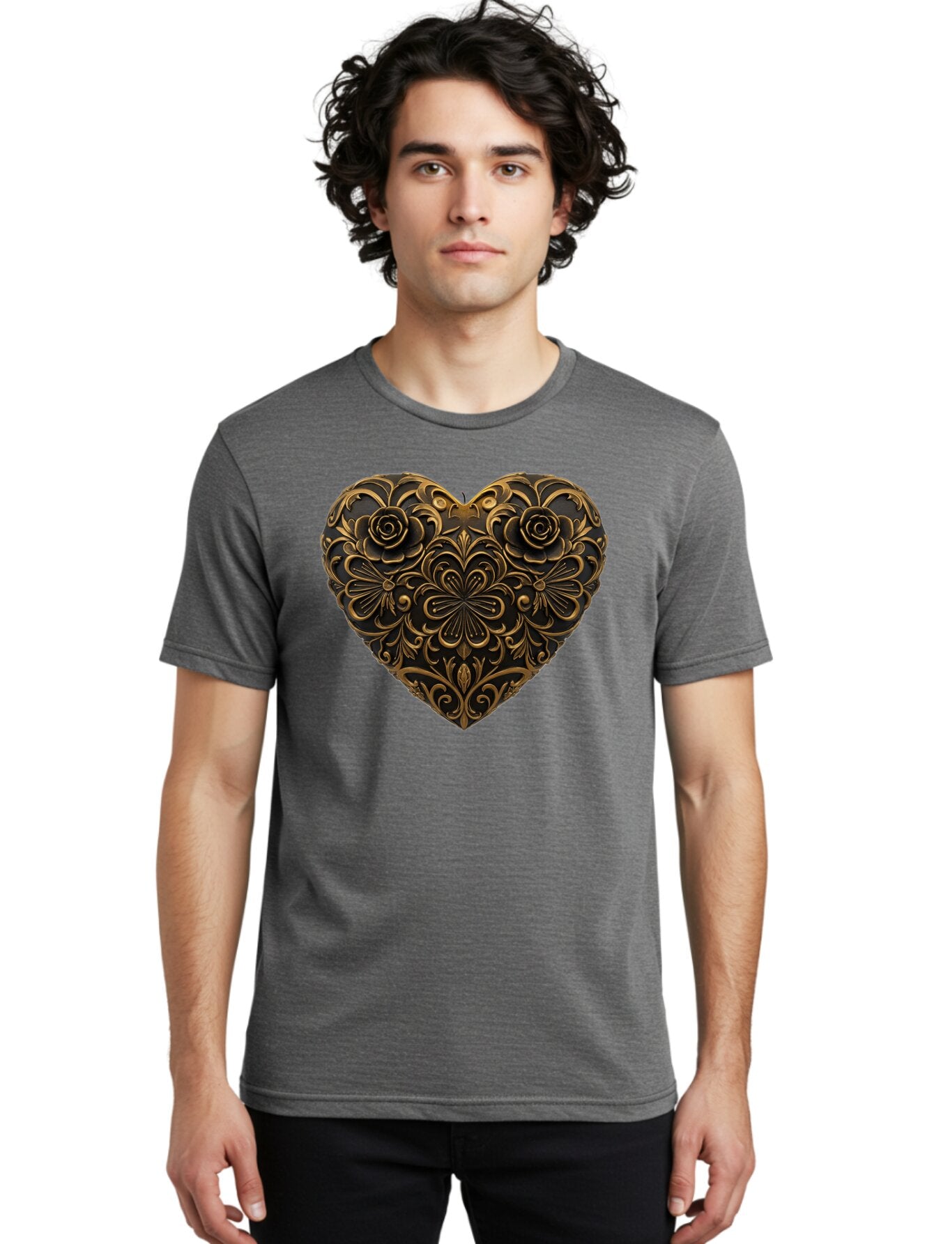 Gold-Floral-Heart Men'S Graphic Tee, 100% Cotton, Comfortable Casual Summer Wear, Machine Washable, Vintage Camera, Old Camera, Antique Camera, Black Camera, Classic Photography, Photography Equipment, Nostalgic Device, Film Camera, Camera Art Bao495 26