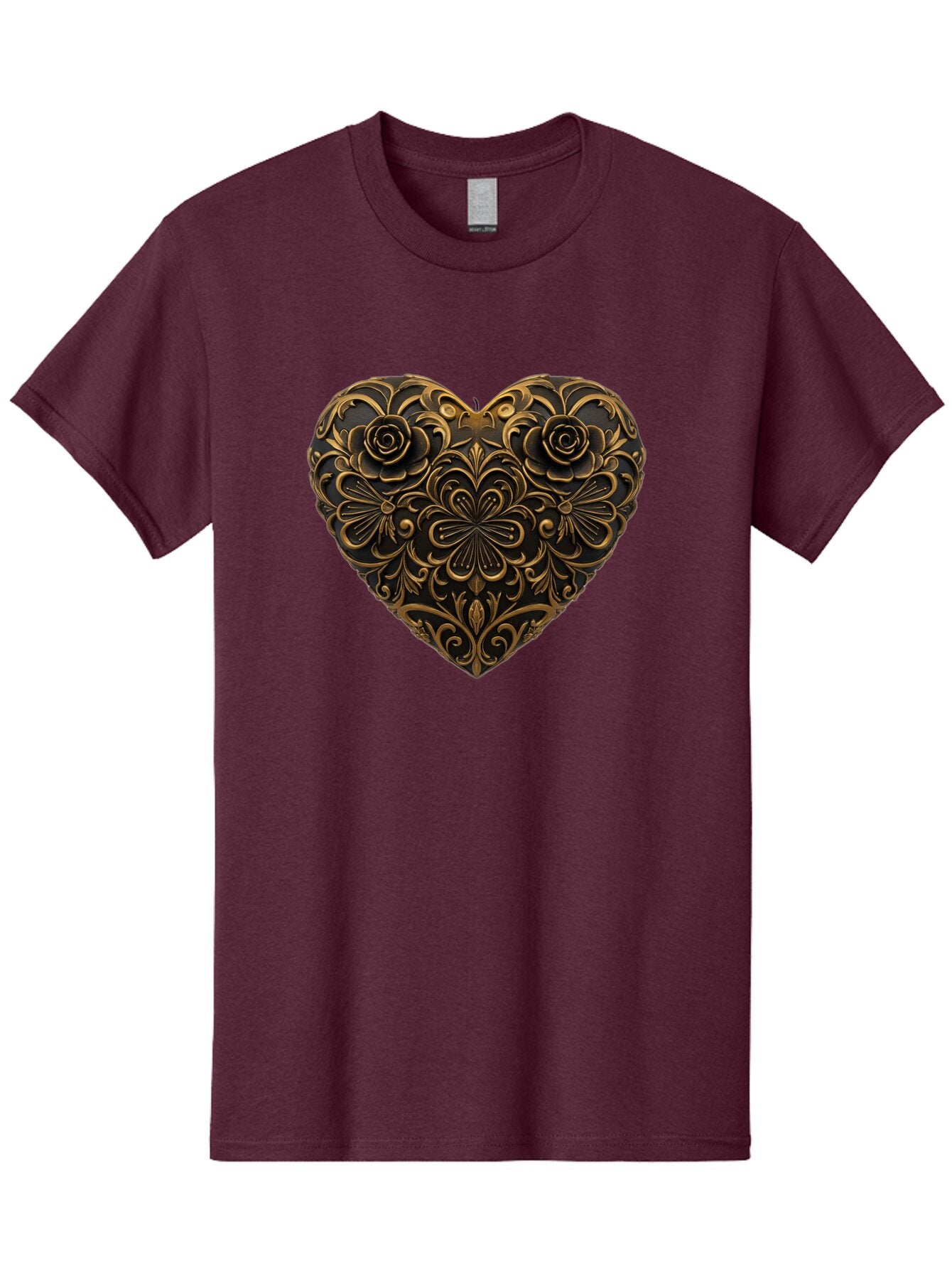 Gold-Floral-Heart Men'S Graphic Tee, 100% Cotton, Comfortable Casual Summer Wear, Machine Washable, Vintage Camera, Old Camera, Antique Camera, Black Camera, Classic Photography, Photography Equipment, Nostalgic Device, Film Camera, Camera Art Bao495 8