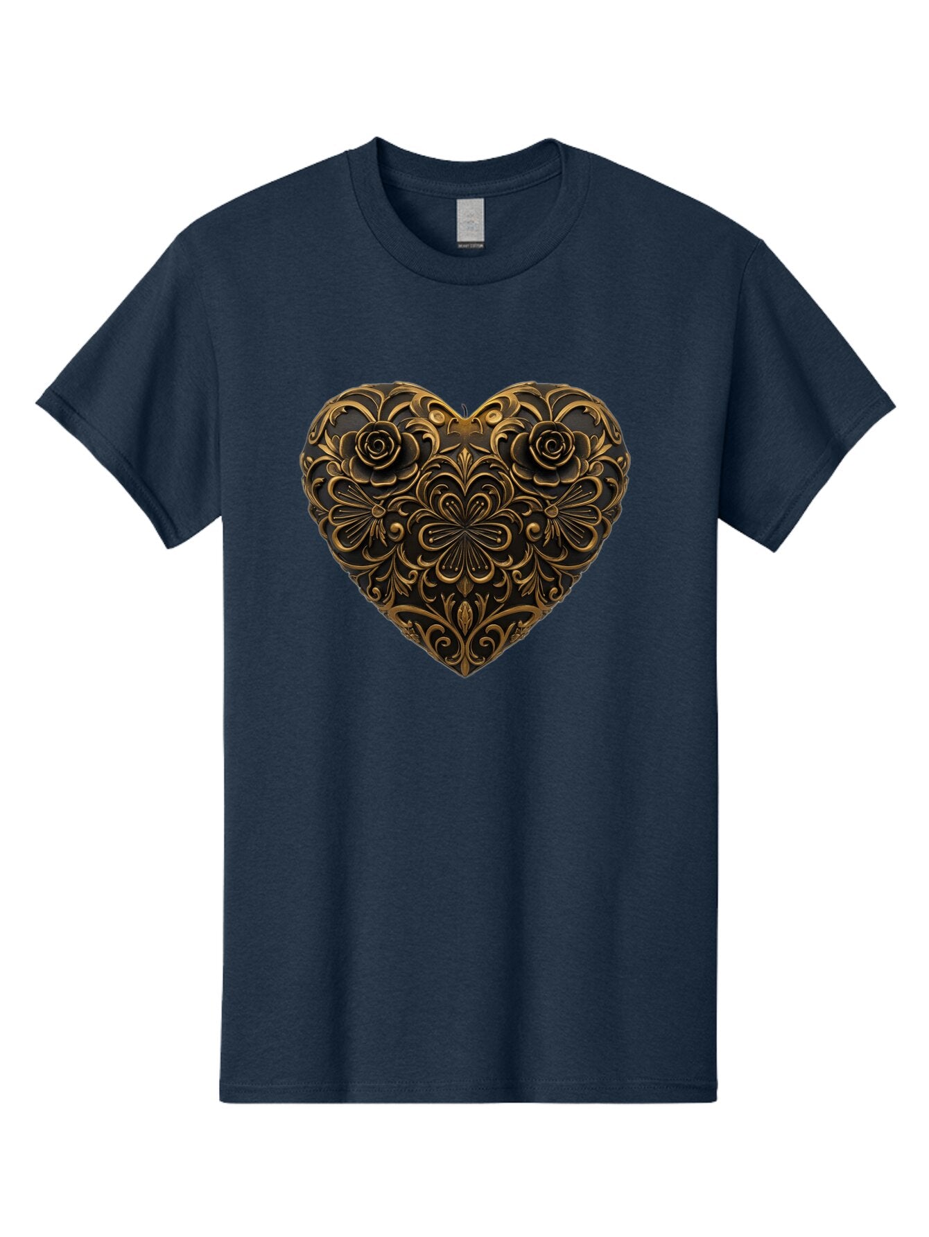 Gold-Floral-Heart Men'S Graphic Tee, 100% Cotton, Comfortable Casual Summer Wear, Machine Washable, Vintage Camera, Old Camera, Antique Camera, Black Camera, Classic Photography, Photography Equipment, Nostalgic Device, Film Camera, Camera Art Bao495