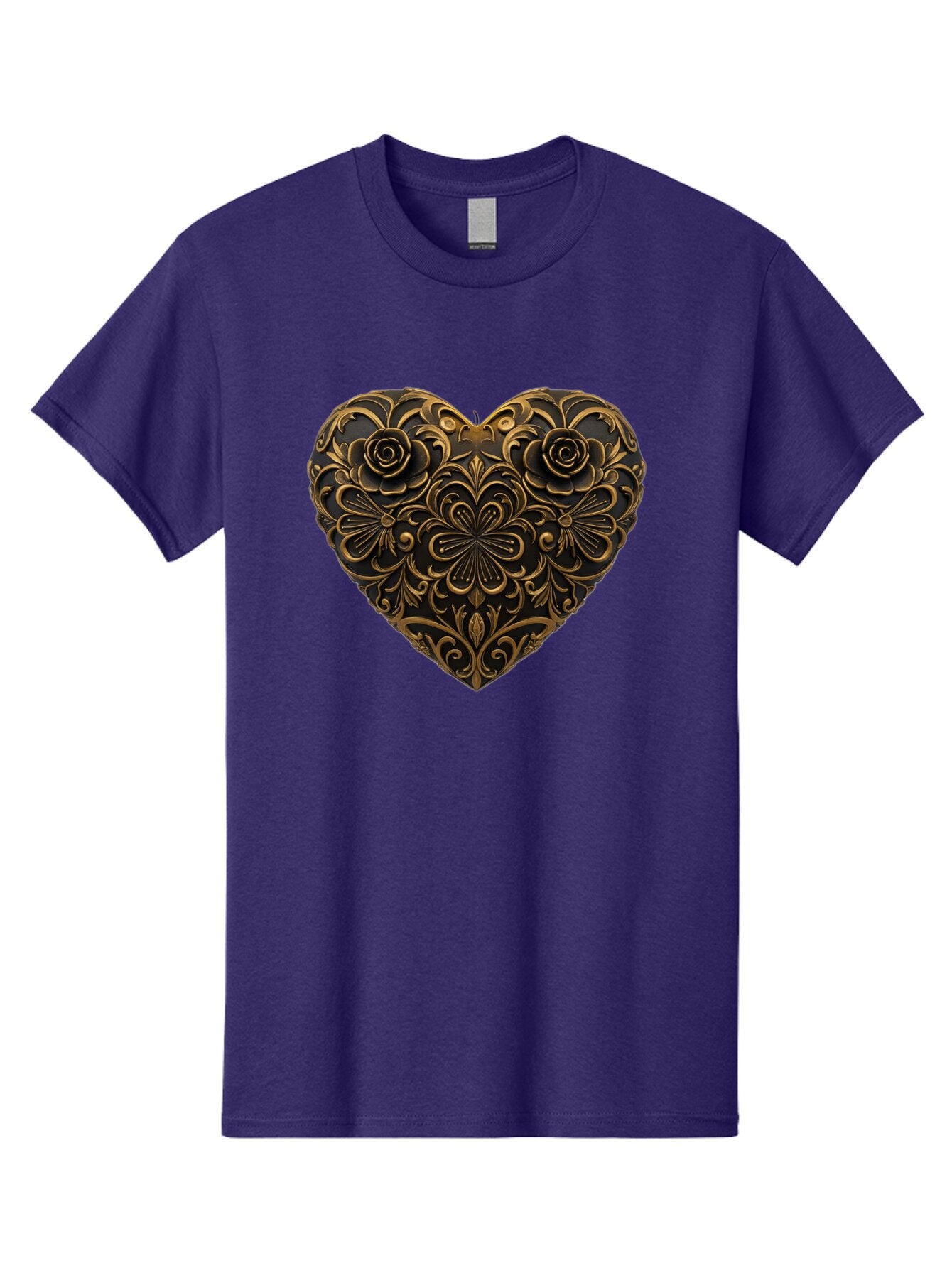Gold-Floral-Heart Men'S Graphic Tee, 100% Cotton, Comfortable Casual Summer Wear, Machine Washable, Vintage Camera, Old Camera, Antique Camera, Black Camera, Classic Photography, Photography Equipment, Nostalgic Device, Film Camera, Camera Art Bao495