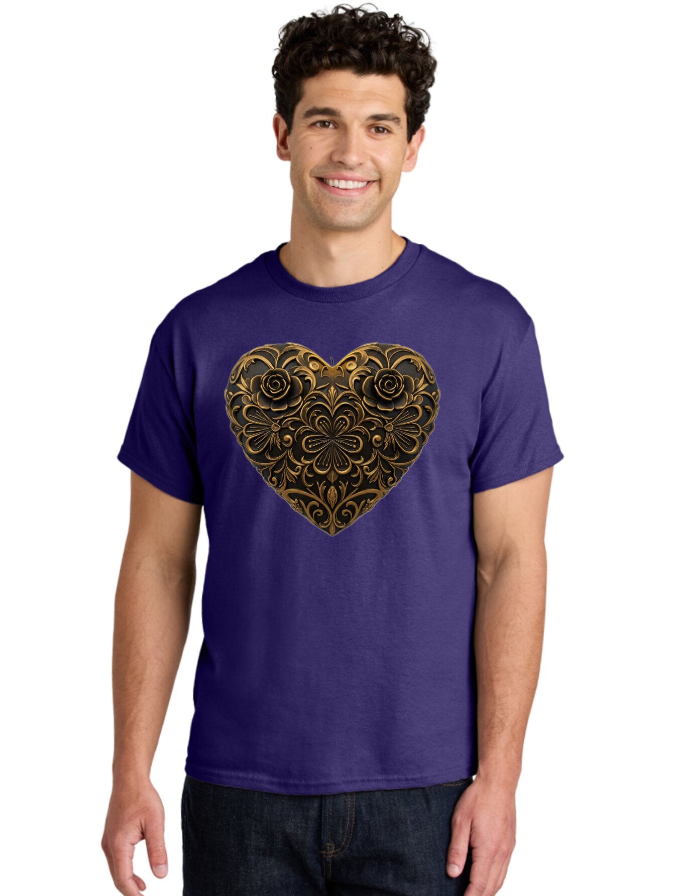 Gold-Floral-Heart Men'S Graphic Tee, 100% Cotton, Comfortable Casual Summer Wear, Machine Washable, Vintage Camera, Old Camera, Antique Camera, Black Camera, Classic Photography, Photography Equipment, Nostalgic Device, Film Camera, Camera Art Bao495 19
