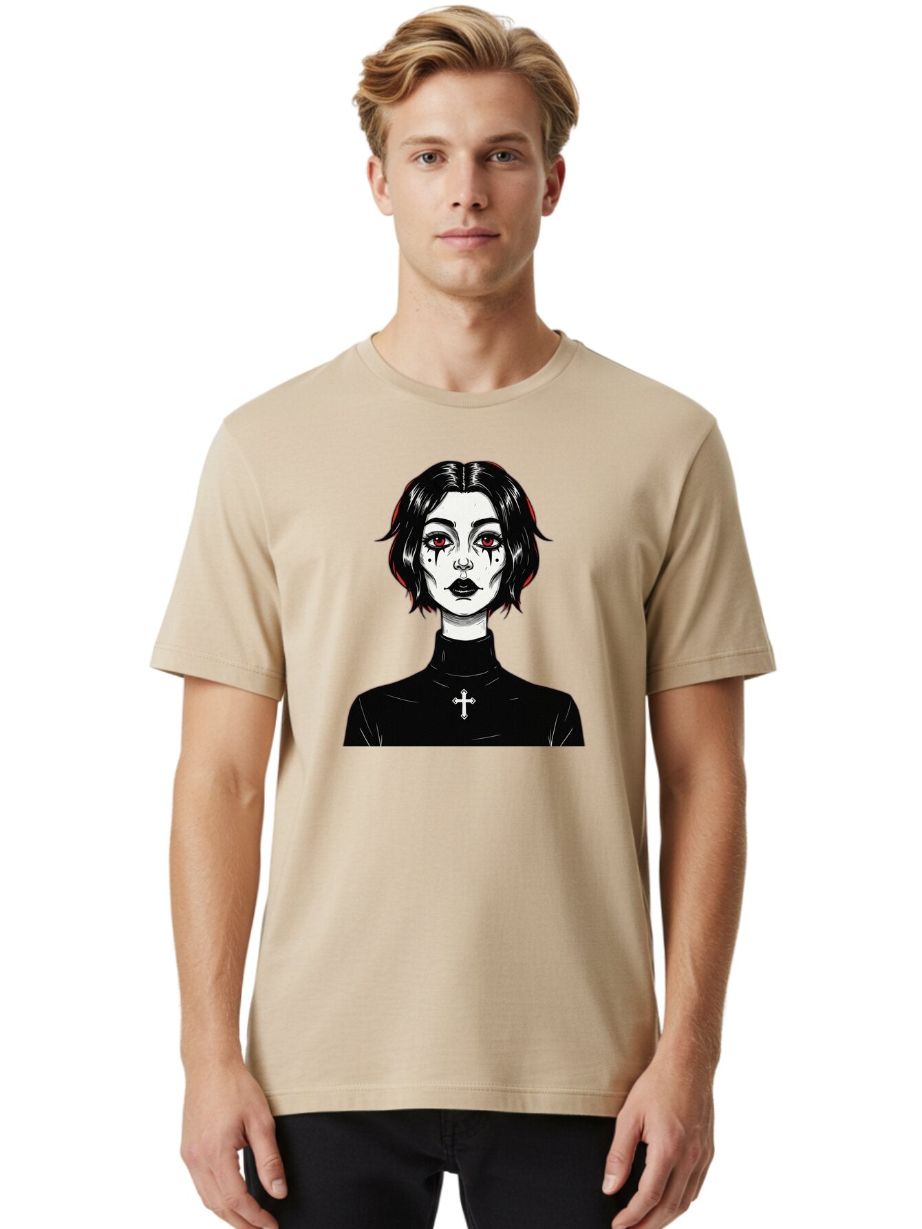 Gothic-Vampire-Girl Men'S Graphic Tee, 100% Cotton, Comfortable Casual Summer Wear, Machine Washable, Vintage Camera, Old Camera, Antique Camera, Black Camera, Classic Photography, Photography Equipment, Nostalgic Device, Film Camera, Bao497 17
