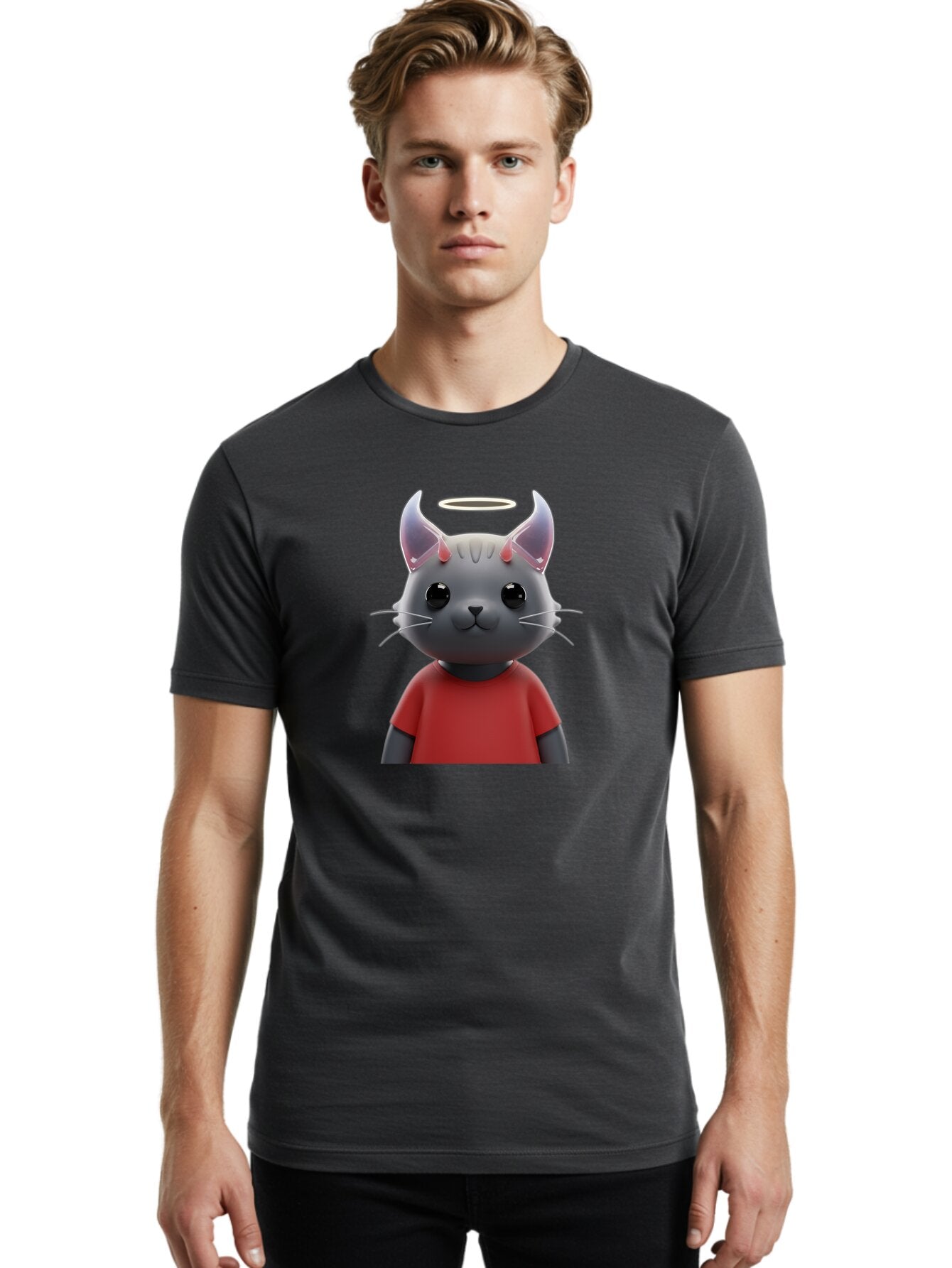Gray-Cat-Character Men'S Graphic Tee, 100% Cotton, Comfortable Casual Summer Wear, Machine Washable, Vintage Camera, Old Camera, Antique Camera, Black Camera, Classic Photography, Photography Equipment, Nostalgic Device, Film Camera, Bao499 26