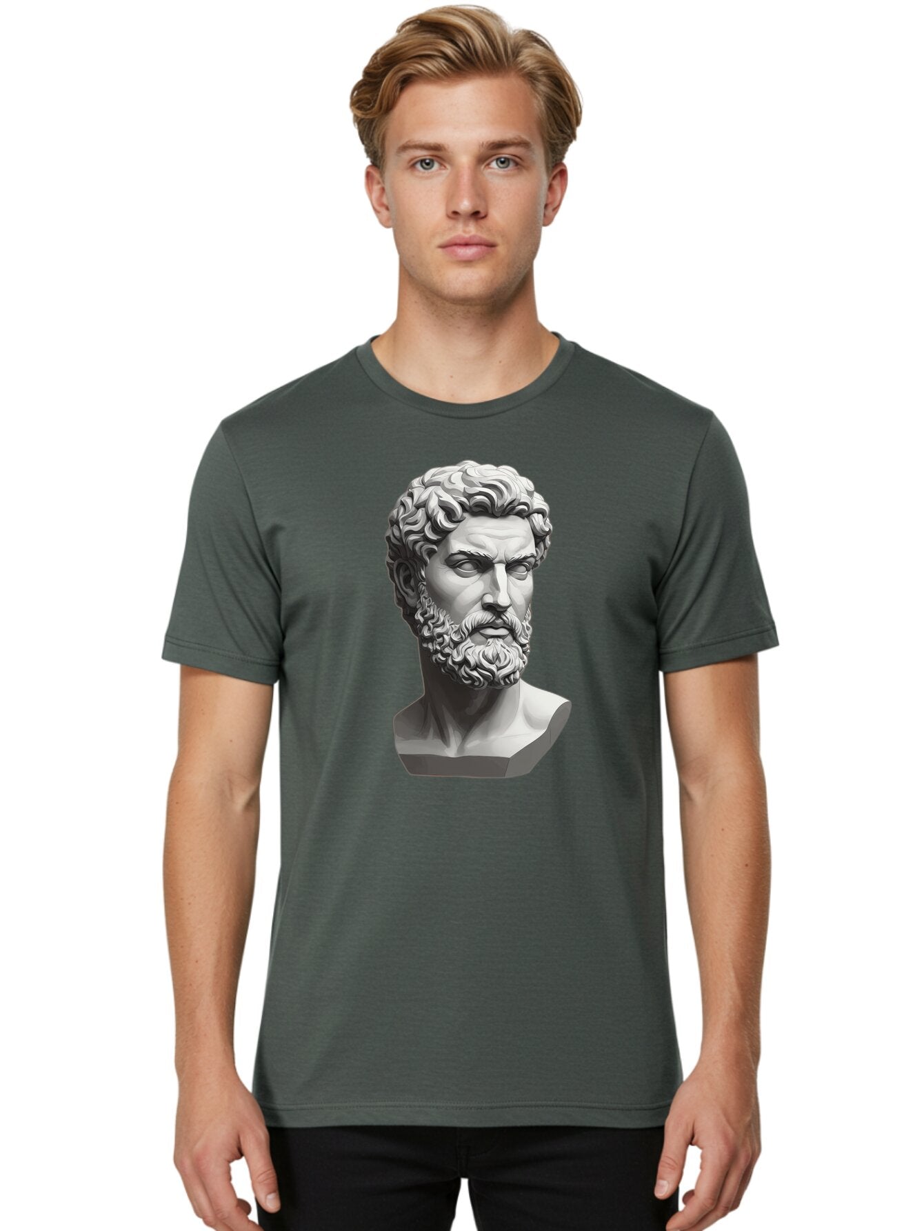 Greek-Statue-Bust Men'S Graphic Tee, 100% Cotton, Comfortable Casual Summer Wear, Machine Washable, Vintage Camera, Old Camera, Antique Camera, Black Camera, Classic Photography, Photography Equipment, Nostalgic Device, Film Camera, Camera Art Bao501 25