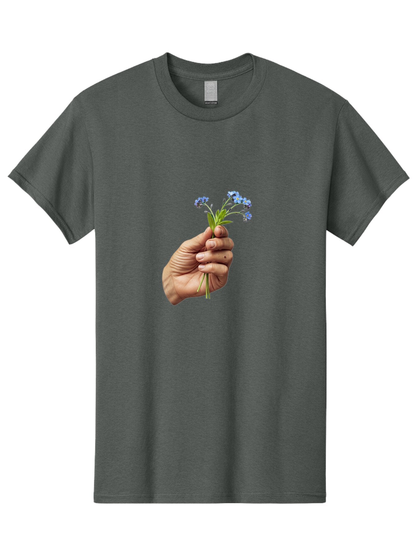 Hand-Holding-Blue-Flowers Men'S Graphic Tee, 100% Cotton, Comfortable Casual Summer Wear, Machine Washable, Vintage Camera, Old Camera, Antique Camera, Black Camera, Classic Photography, Photography Equipment, Nostalgic Device, Film Camera, Bao505 11