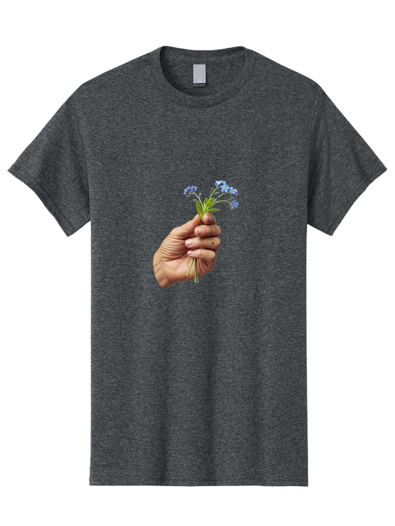 Hand-Holding-Blue-Flowers Men'S Graphic Tee, 100% Cotton, Comfortable Casual Summer Wear, Machine Washable, Vintage Camera, Old Camera, Antique Camera, Black Camera, Classic Photography, Photography Equipment, Nostalgic Device, Film Camera, Bao505 13