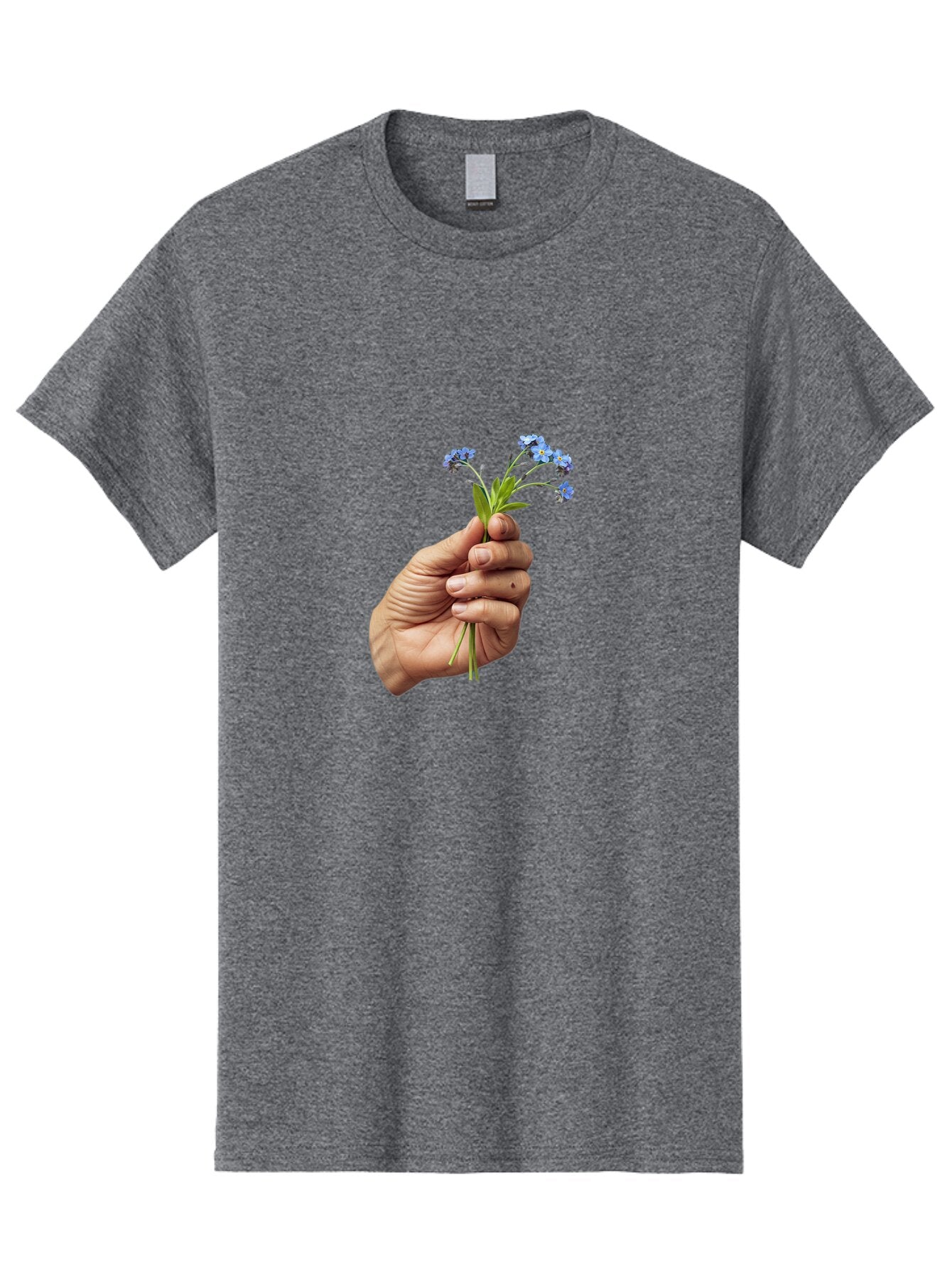 Hand-Holding-Blue-Flowers Men'S Graphic Tee, 100% Cotton, Comfortable Casual Summer Wear, Machine Washable, Vintage Camera, Old Camera, Antique Camera, Black Camera, Classic Photography, Photography Equipment, Nostalgic Device, Film Camera, Bao505 7