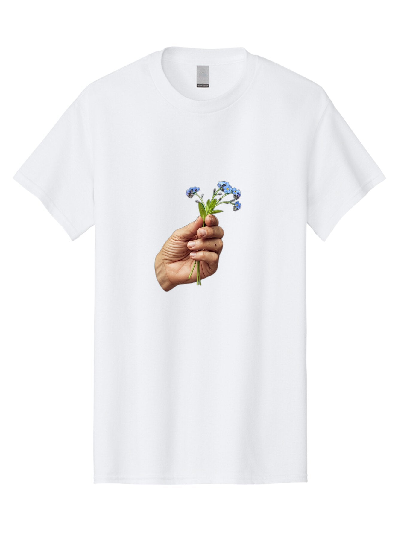 Hand-Holding-Blue-Flowers Men'S Graphic Tee, 100% Cotton, Comfortable Casual Summer Wear, Machine Washable, Vintage Camera, Old Camera, Antique Camera, Black Camera, Classic Photography, Photography Equipment, Nostalgic Device, Film Camera, Bao505 12