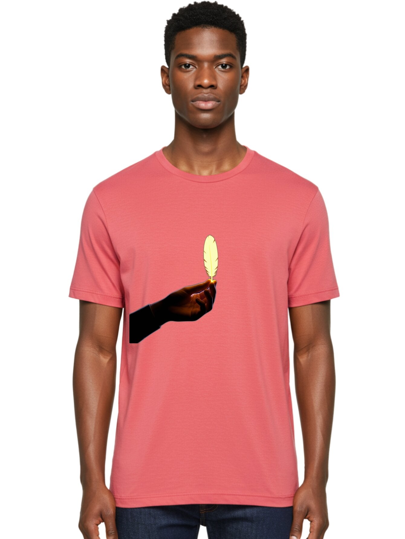 Hand-Holding-Feather Men'S Graphic Tee, 100% Cotton, Comfortable Casual Summer Wear, Machine Washable, Vintage Camera, Old Camera, Antique Camera, Black Camera, Classic Photography, Photography Equipment, Nostalgic Device, Film Camera, Bao506 24