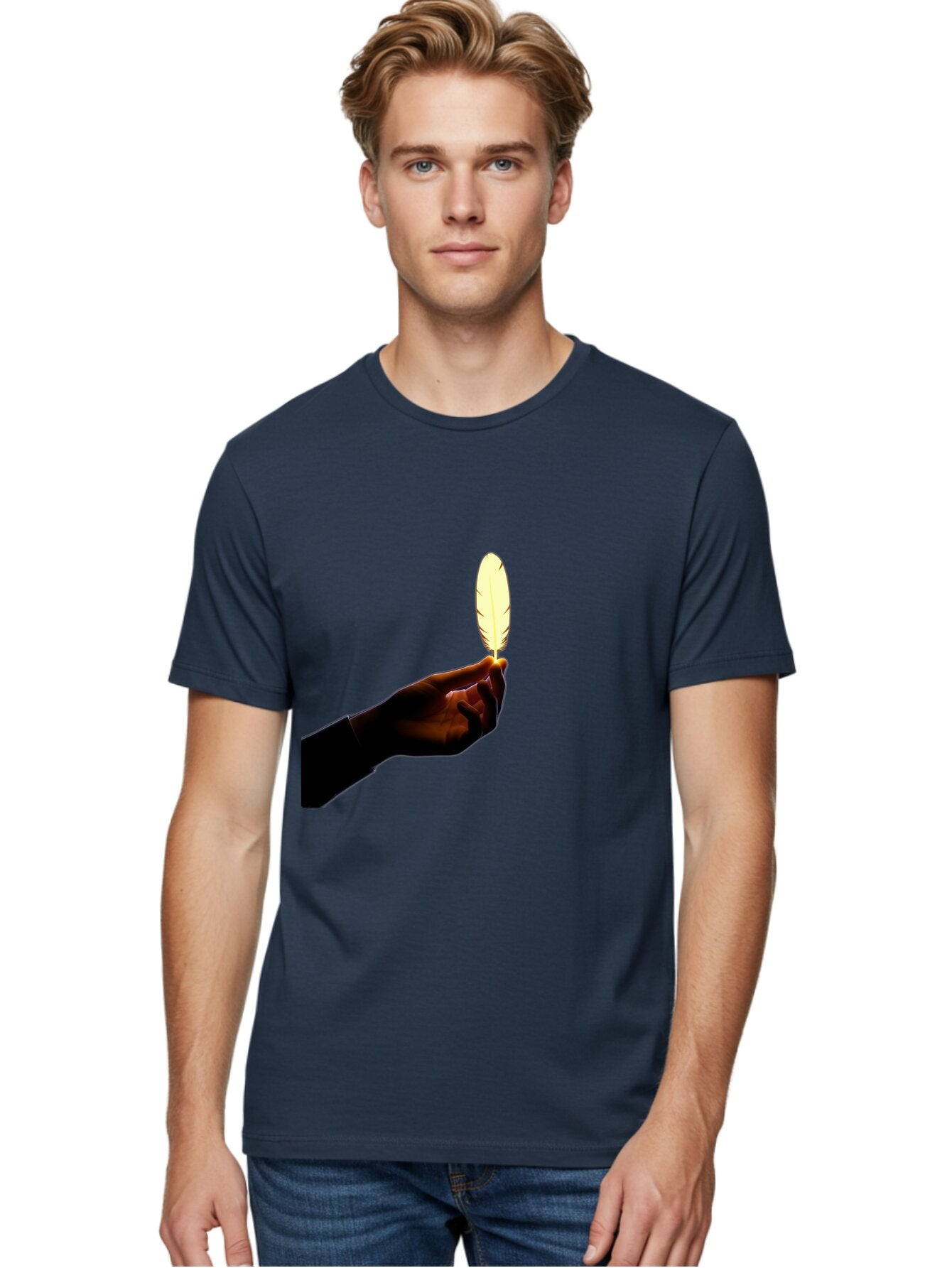 Hand-Holding-Feather Men'S Graphic Tee, 100% Cotton, Comfortable Casual Summer Wear, Machine Washable, Vintage Camera, Old Camera, Antique Camera, Black Camera, Classic Photography, Photography Equipment, Nostalgic Device, Film Camera, Bao506 19