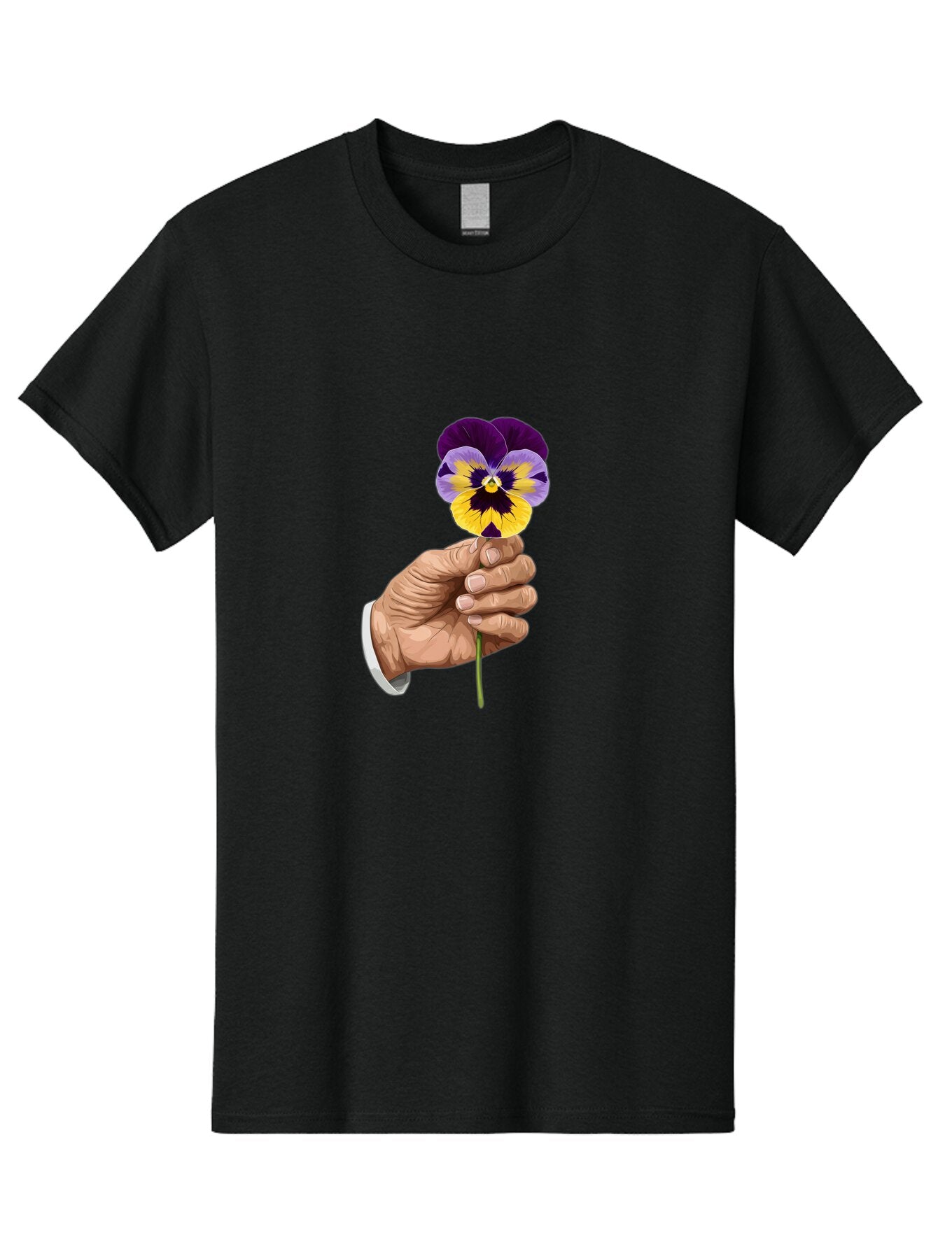 Hand-Holding-Pansy Men'S Graphic Tee, 100% Cotton, Comfortable Casual Summer Wear, Machine Washable, Vintage Camera, Old Camera, Antique Camera, Black Camera, Classic Photography, Photography Equipment, Nostalgic Device, Film Camera, Bao507