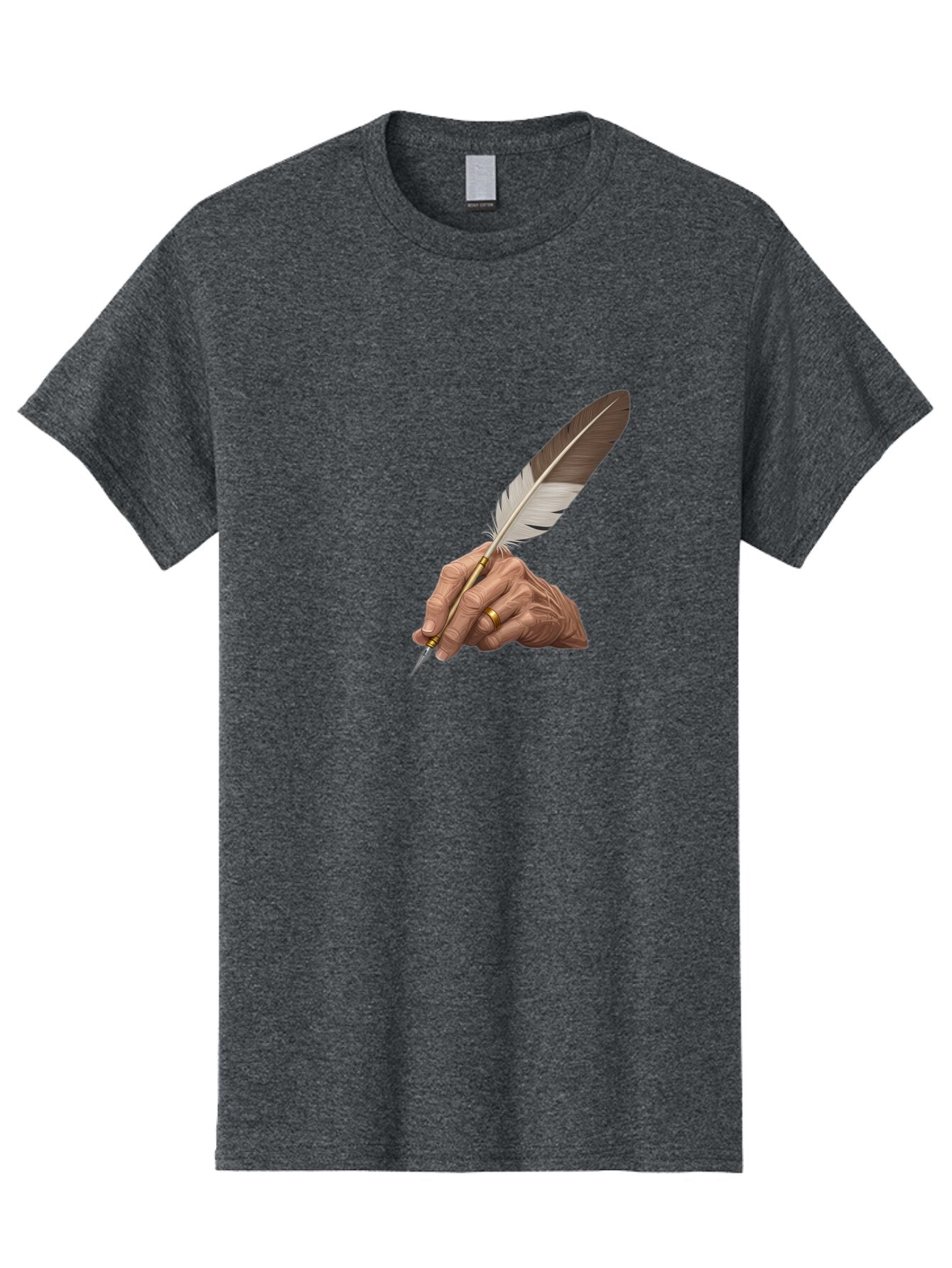 Hand-Holding-Quill-Pen Men'S Graphic Tee, 100% Cotton, Comfortable Casual Summer Wear, Machine Washable, Vintage Camera, Old Camera, Antique Camera, Black Camera, Classic Photography, Photography Equipment, Nostalgic Device, Film Camera, Bao510 15