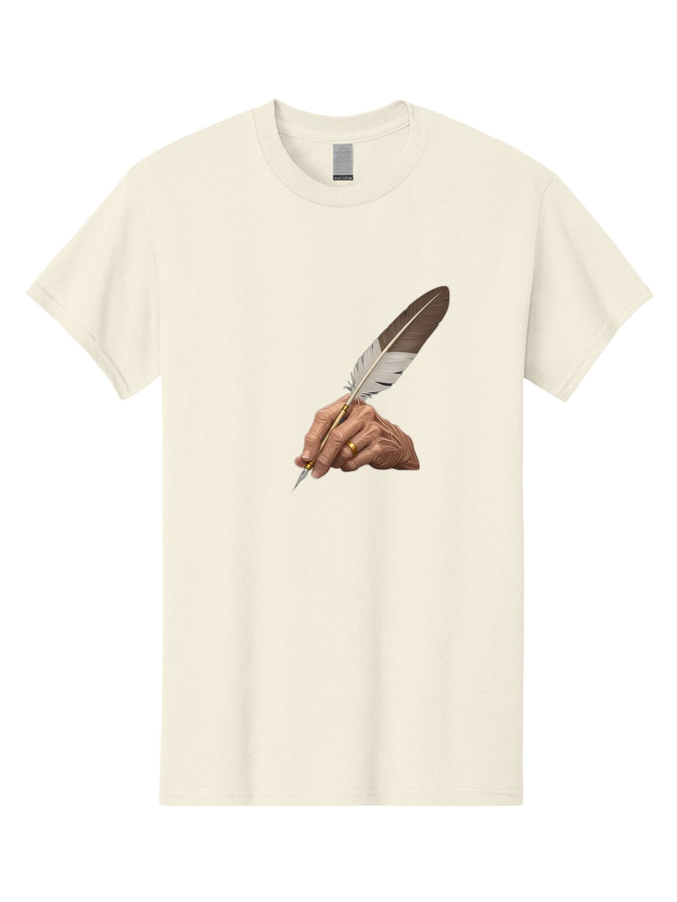 Hand-Holding-Quill-Pen Men'S Graphic Tee, 100% Cotton, Comfortable Casual Summer Wear, Machine Washable, Vintage Camera, Old Camera, Antique Camera, Black Camera, Classic Photography, Photography Equipment, Nostalgic Device, Film Camera, Bao510