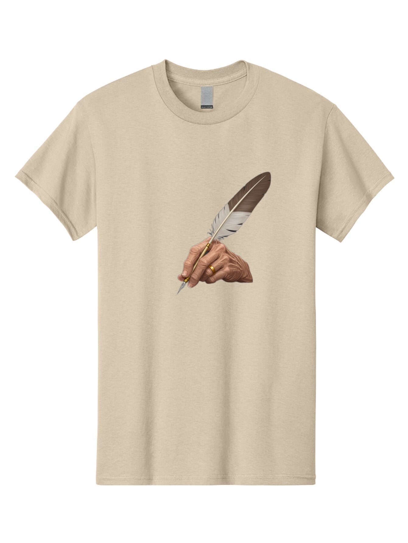 Hand-Holding-Quill-Pen Men'S Graphic Tee, 100% Cotton, Comfortable Casual Summer Wear, Machine Washable, Vintage Camera, Old Camera, Antique Camera, Black Camera, Classic Photography, Photography Equipment, Nostalgic Device, Film Camera, Bao510 12