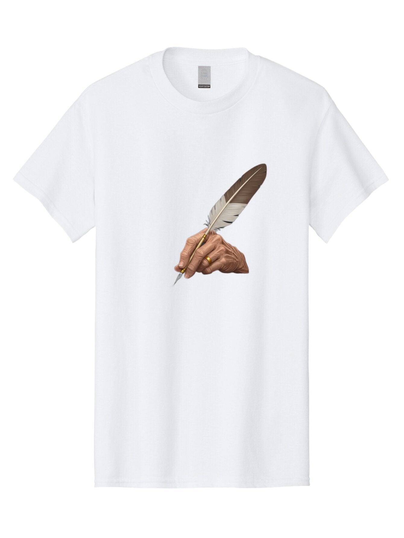 Hand-Holding-Quill-Pen Men'S Graphic Tee, 100% Cotton, Comfortable Casual Summer Wear, Machine Washable, Vintage Camera, Old Camera, Antique Camera, Black Camera, Classic Photography, Photography Equipment, Nostalgic Device, Film Camera, Bao510 7