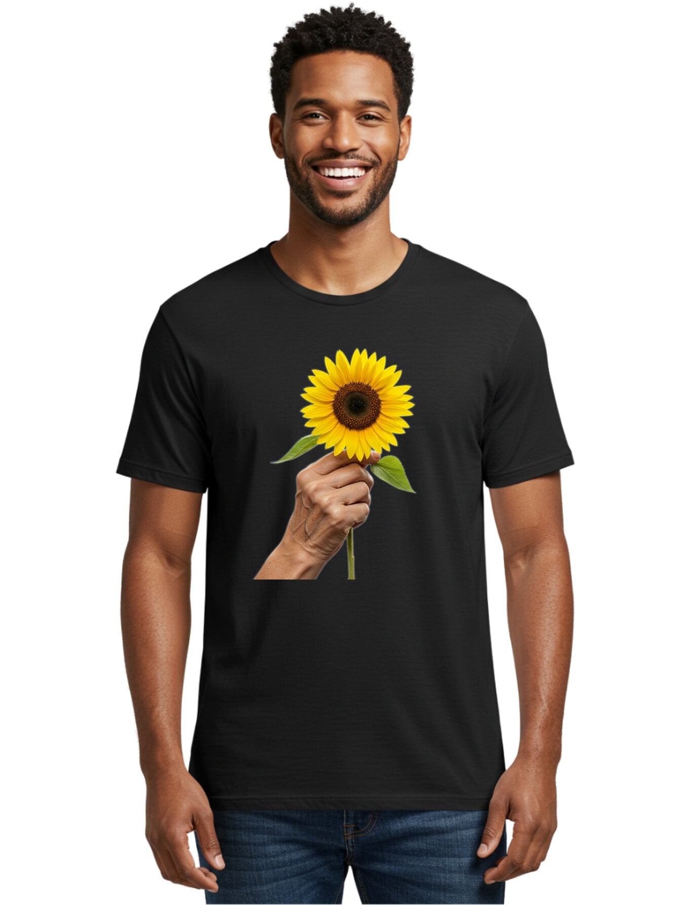 Hand-Holding-Sunflower Men'S Graphic Tee, 100% Cotton, Comfortable Casual Summer Wear, Machine Washable, Vintage Camera, Old Camera, Antique Camera, Black Camera, Classic Photography, Photography Equipment, Nostalgic Device, Film Camera, Bao511 25