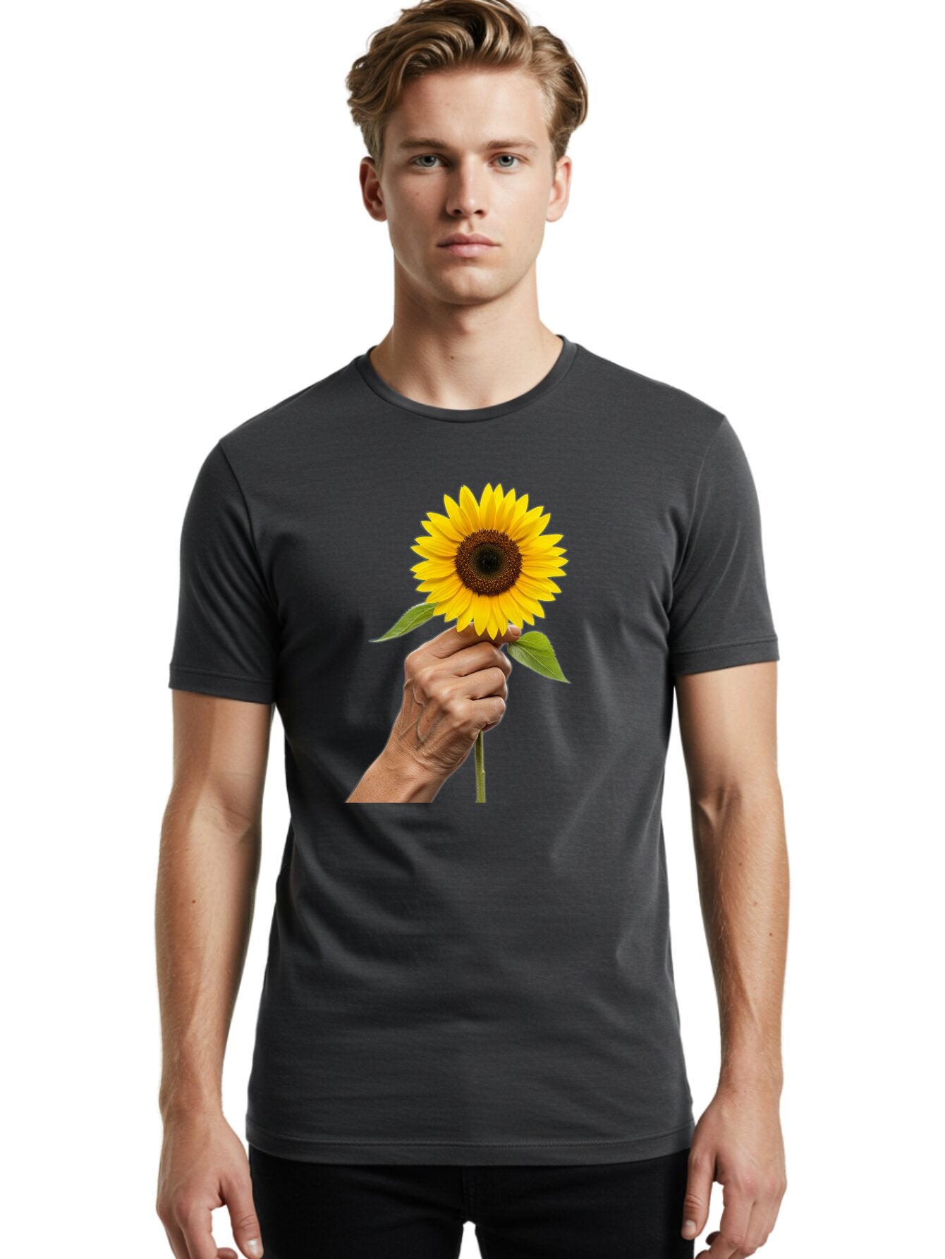Hand-Holding-Sunflower Men'S Graphic Tee, 100% Cotton, Comfortable Casual Summer Wear, Machine Washable, Vintage Camera, Old Camera, Antique Camera, Black Camera, Classic Photography, Photography Equipment, Nostalgic Device, Film Camera, Bao511 19