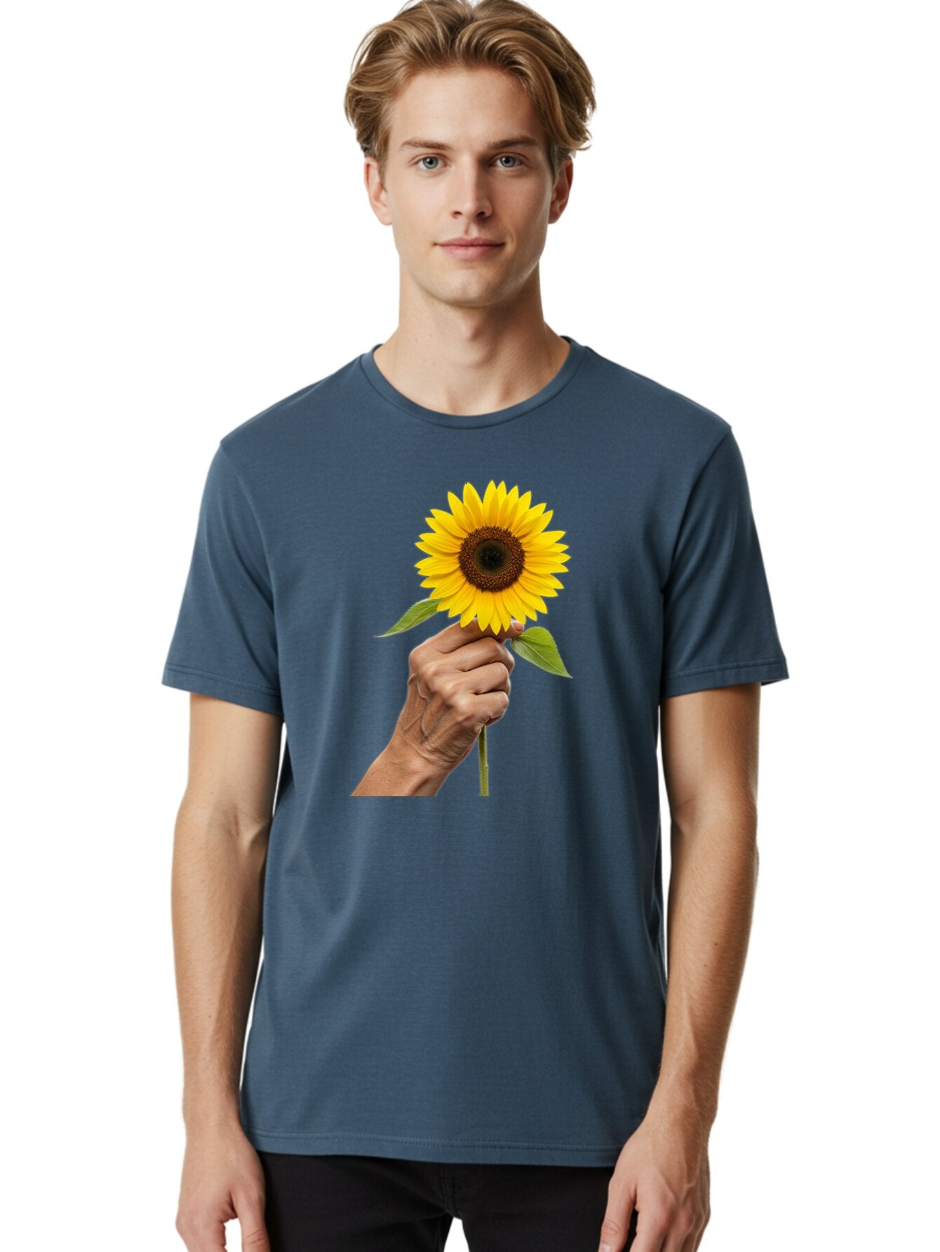 Hand-Holding-Sunflower Men'S Graphic Tee, 100% Cotton, Comfortable Casual Summer Wear, Machine Washable, Vintage Camera, Old Camera, Antique Camera, Black Camera, Classic Photography, Photography Equipment, Nostalgic Device, Film Camera, Bao511 21