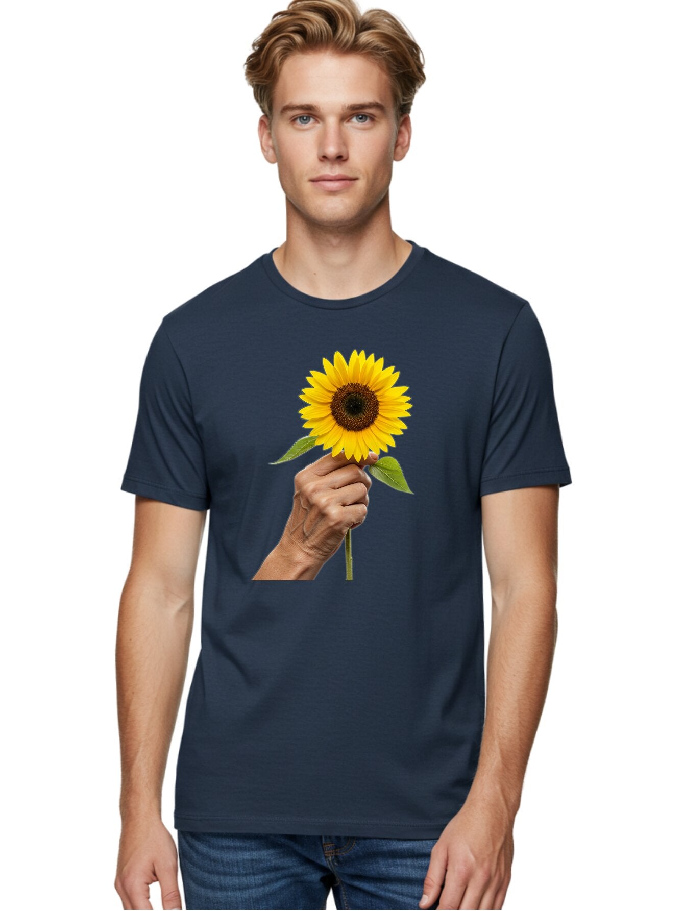 Hand-Holding-Sunflower Men'S Graphic Tee, 100% Cotton, Comfortable Casual Summer Wear, Machine Washable, Vintage Camera, Old Camera, Antique Camera, Black Camera, Classic Photography, Photography Equipment, Nostalgic Device, Film Camera, Bao511 24