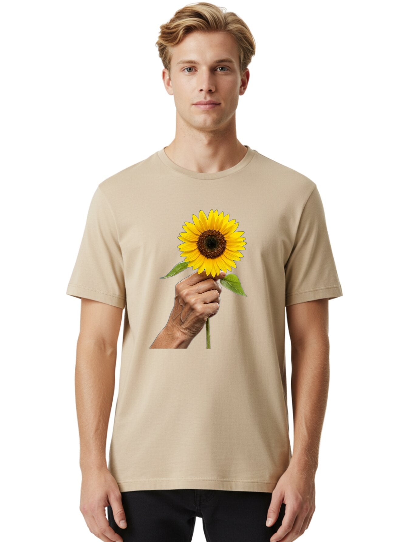 Hand-Holding-Sunflower Men'S Graphic Tee, 100% Cotton, Comfortable Casual Summer Wear, Machine Washable, Vintage Camera, Old Camera, Antique Camera, Black Camera, Classic Photography, Photography Equipment, Nostalgic Device, Film Camera, Bao511 23